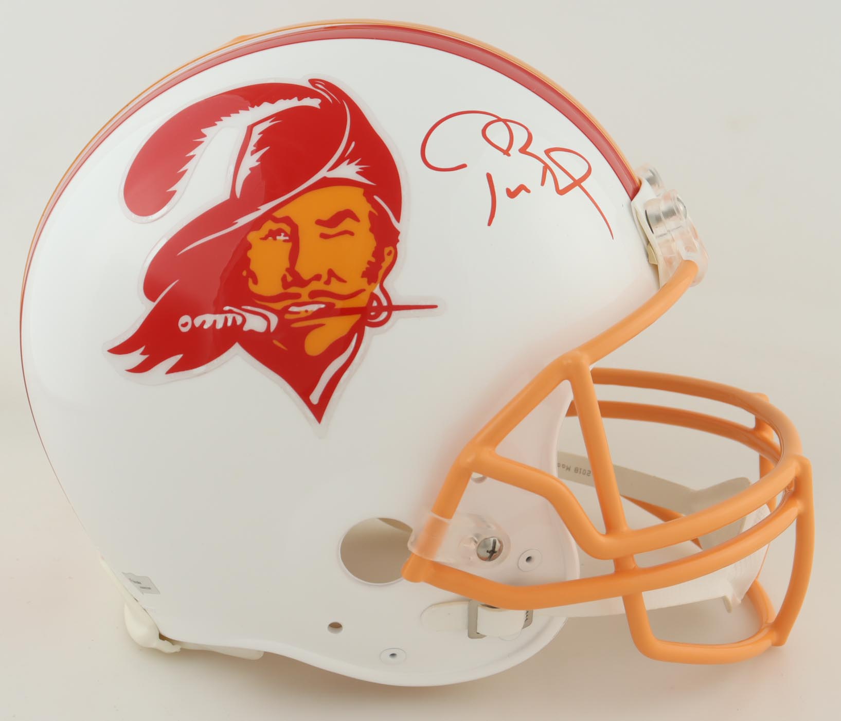 Tom Brady Signed Buccaneers Full-Size Authentic On-Field Throwback Helmet with Display Case (Fanatics) at PristineAuction.com Tom Brady Signed Buccaneers Full-Size Authentic On-Field Throwback Helmet with Display Case (Fanatics) at PristineAuction.com