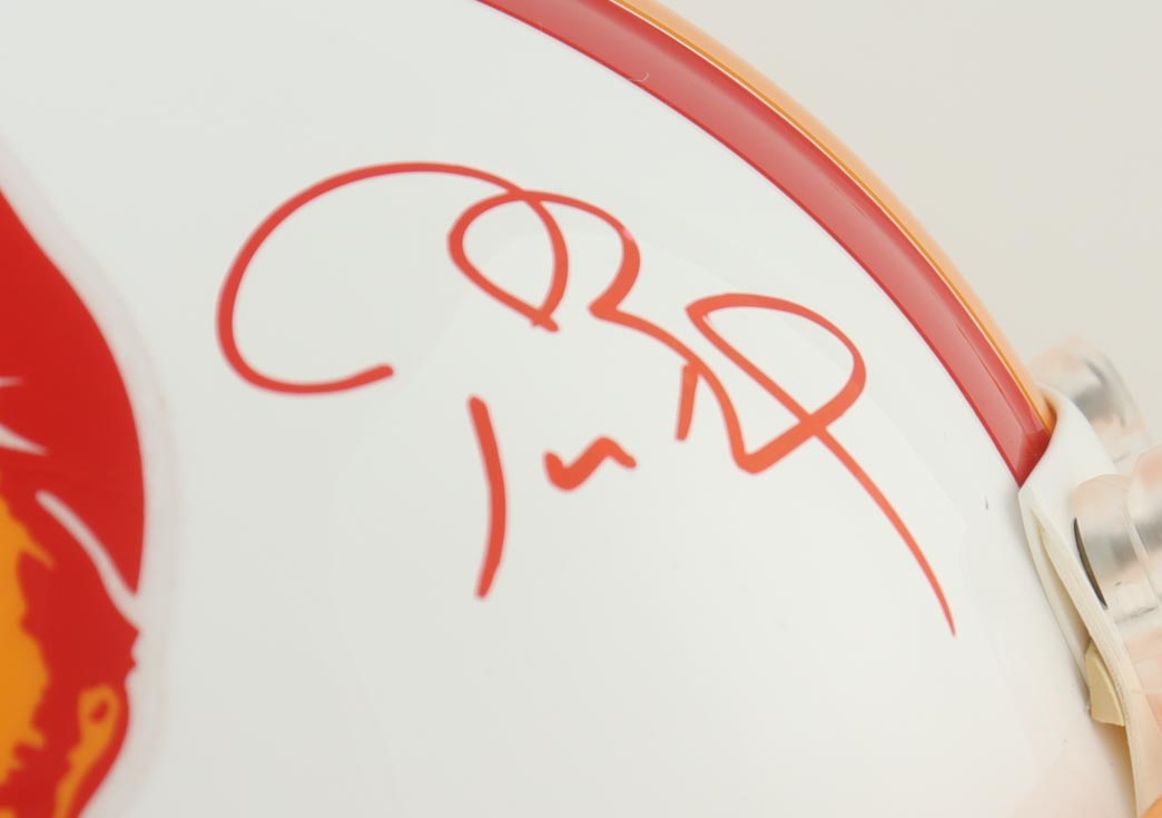 Tom Brady Signed Buccaneers Full-Size Authentic On-Field Throwback Helmet with Display Case (Fanatics) at PristineAuction.com Tom Brady Signed Buccaneers Full-Size Authentic On-Field Throwback Helmet with Display Case (Fanatics) at PristineAuction.com