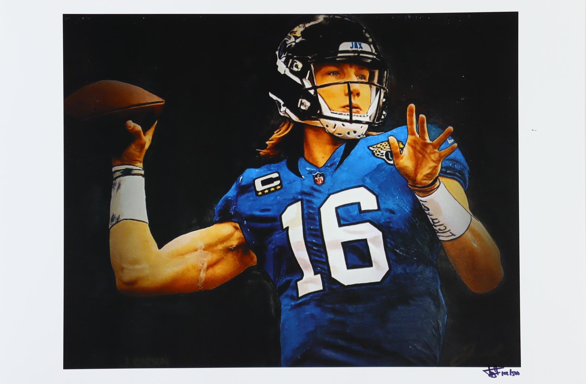 "Trevor Lawrence" Jaguars LE 12x18 Lithograph by Joshua Barton #/500 (PA) at PristineAuction.com "Trevor Lawrence" Jaguars LE 12x18 Lithograph by Joshua Barton #/500 (PA) at PristineAuction.com