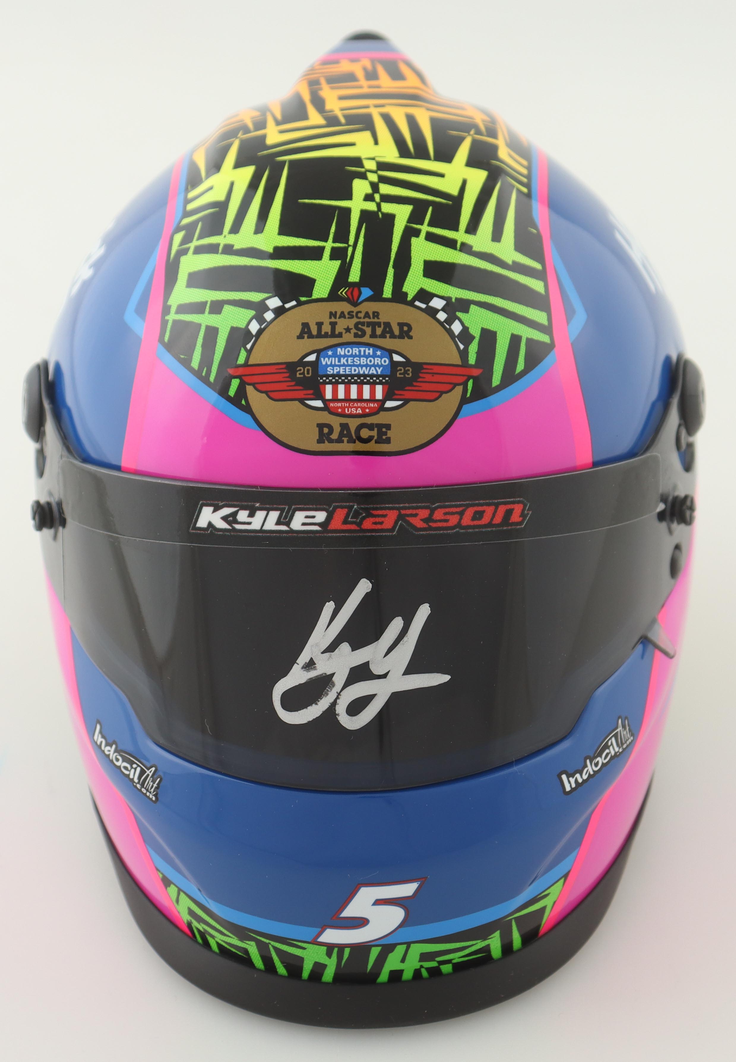 Kyle Larson Signed NASCAR 2023 North Wilkseboro All-Star Race Mini Helmet (PA) at PristineAuction.com Kyle Larson Signed NASCAR 2023 North Wilkseboro All-Star Race Mini Helmet (PA) at PristineAuction.com