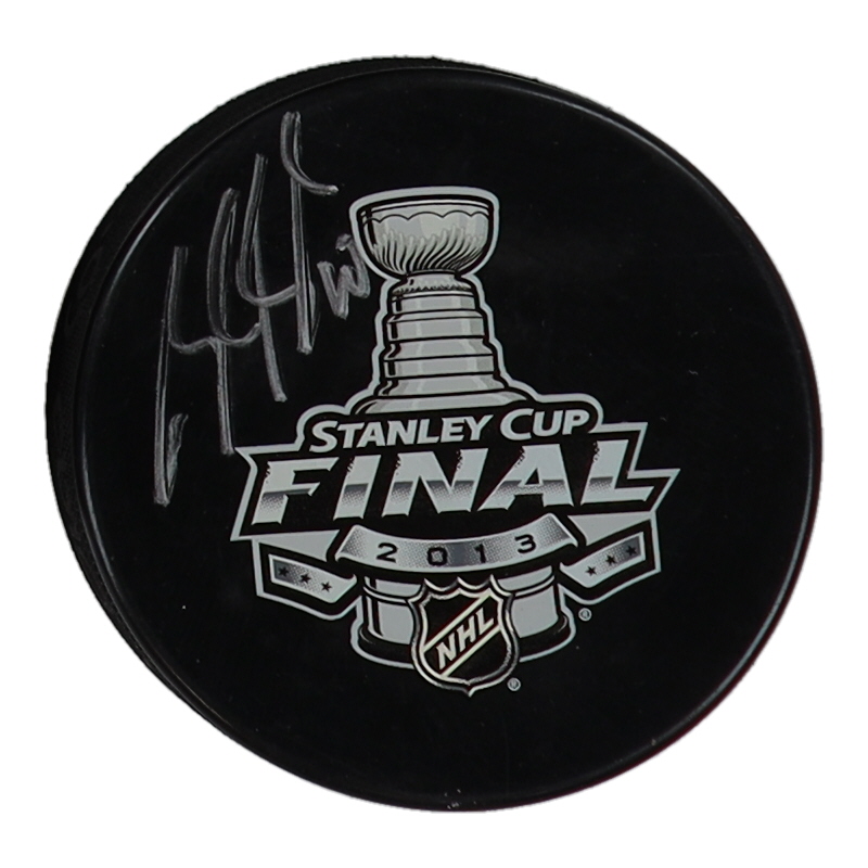 Brandon Saad Signed 2013 Stanley Cup Final Logo Hockey Puck (Saad) at PristineAuction.com Brandon Saad Signed 2013 Stanley Cup Final Logo Hockey Puck (Saad) at PristineAuction.com