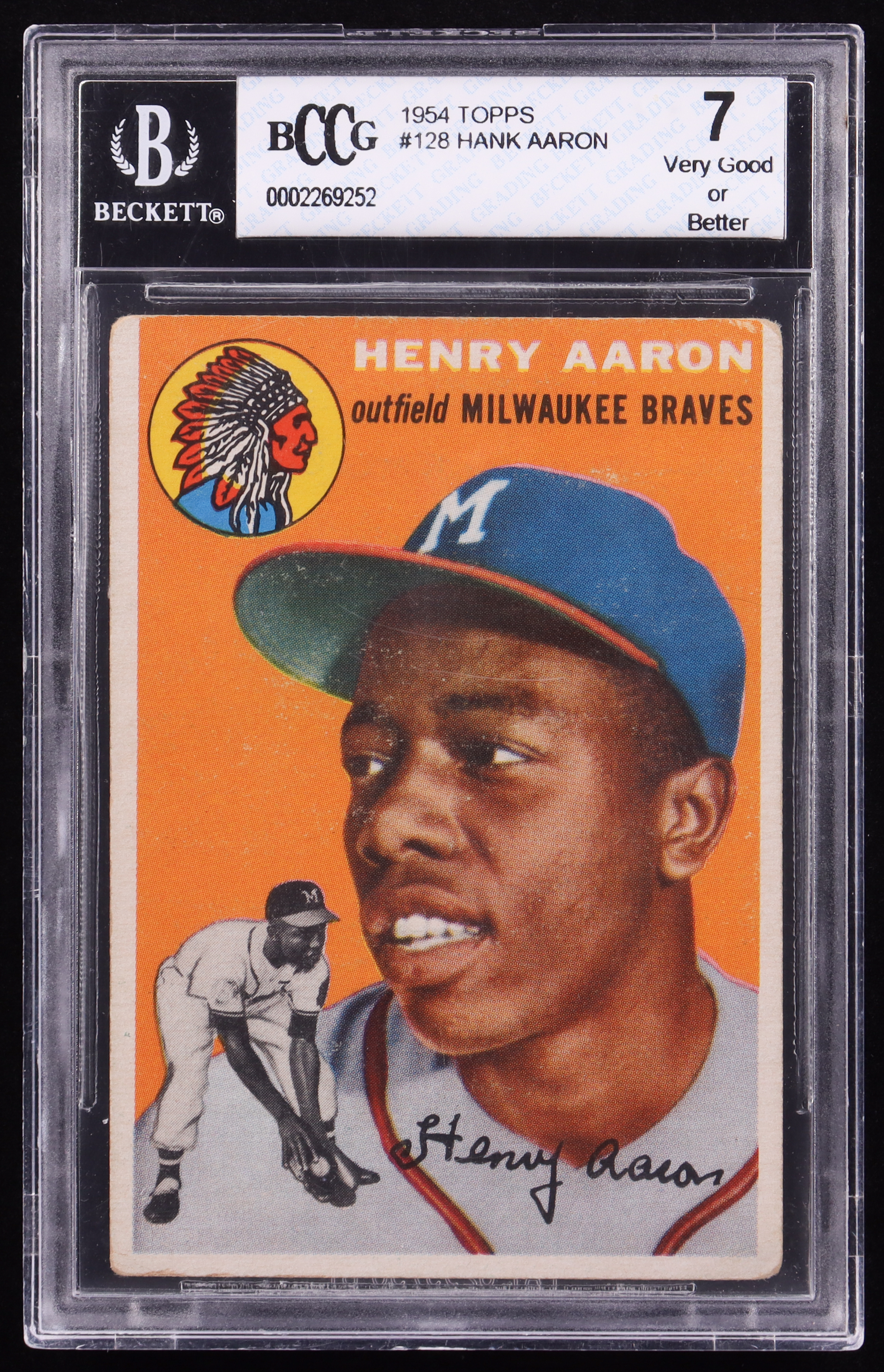 Hank Aaron 1954 Topps #128 RC (BCCG 7) at PristineAuction.com Hank Aaron 1954 Topps #128 RC (BCCG 7) at PristineAuction.com