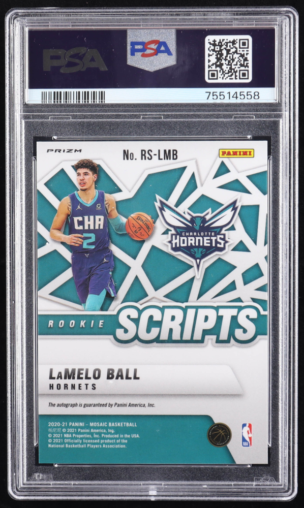 LaMelo Ball 2020-21 Panini Mosaic Rookie Scripts #26 RC (PSA 9 ...