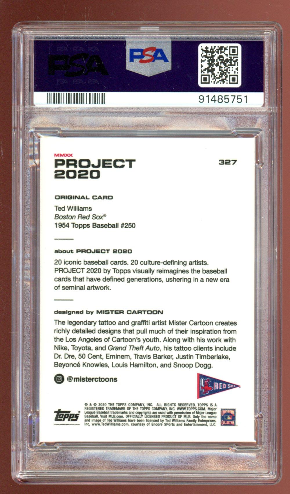 Ted Williams 2020 Topps Project 2020 #327 / 2588* / Mister Cartoon (PSA 9) at PristineAuction.com Ted Williams 2020 Topps Project 2020 #327 / 2588* / Mister Cartoon (PSA 9) at PristineAuction.com
