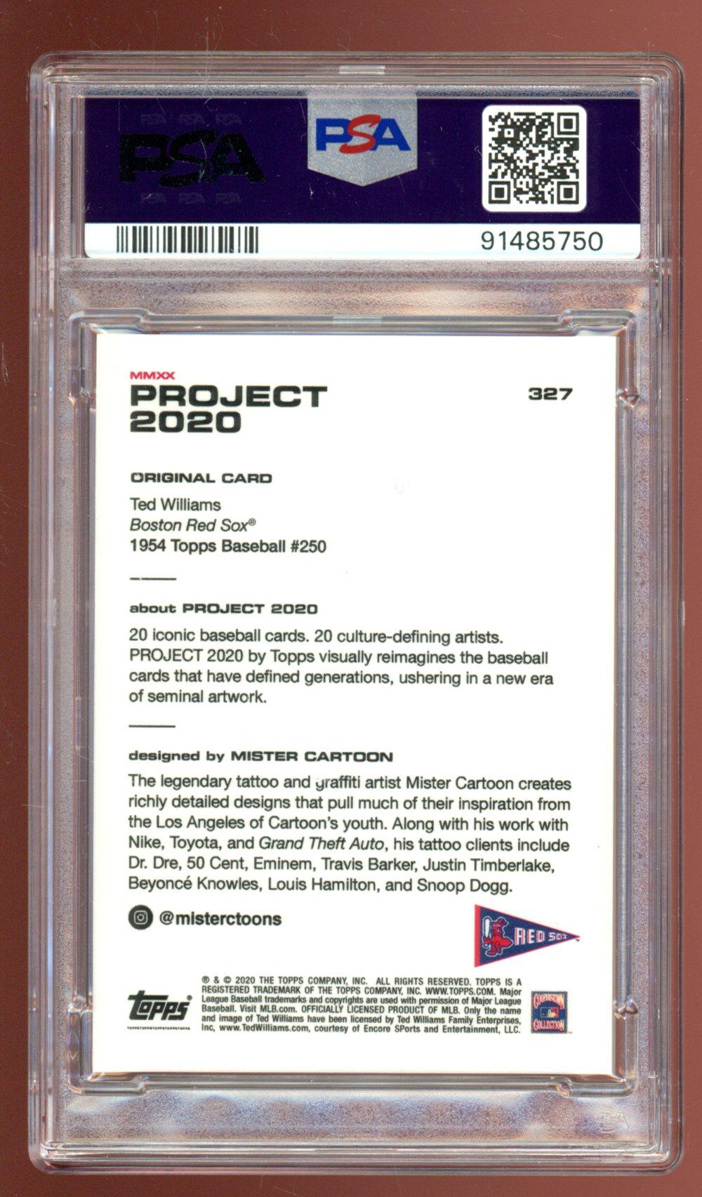 Ted Williams 2020 Topps Project 2020 #327 / 2588* / Mister Cartoon (PSA 10) at PristineAuction.com Ted Williams 2020 Topps Project 2020 #327 / 2588* / Mister Cartoon (PSA 10) at PristineAuction.com