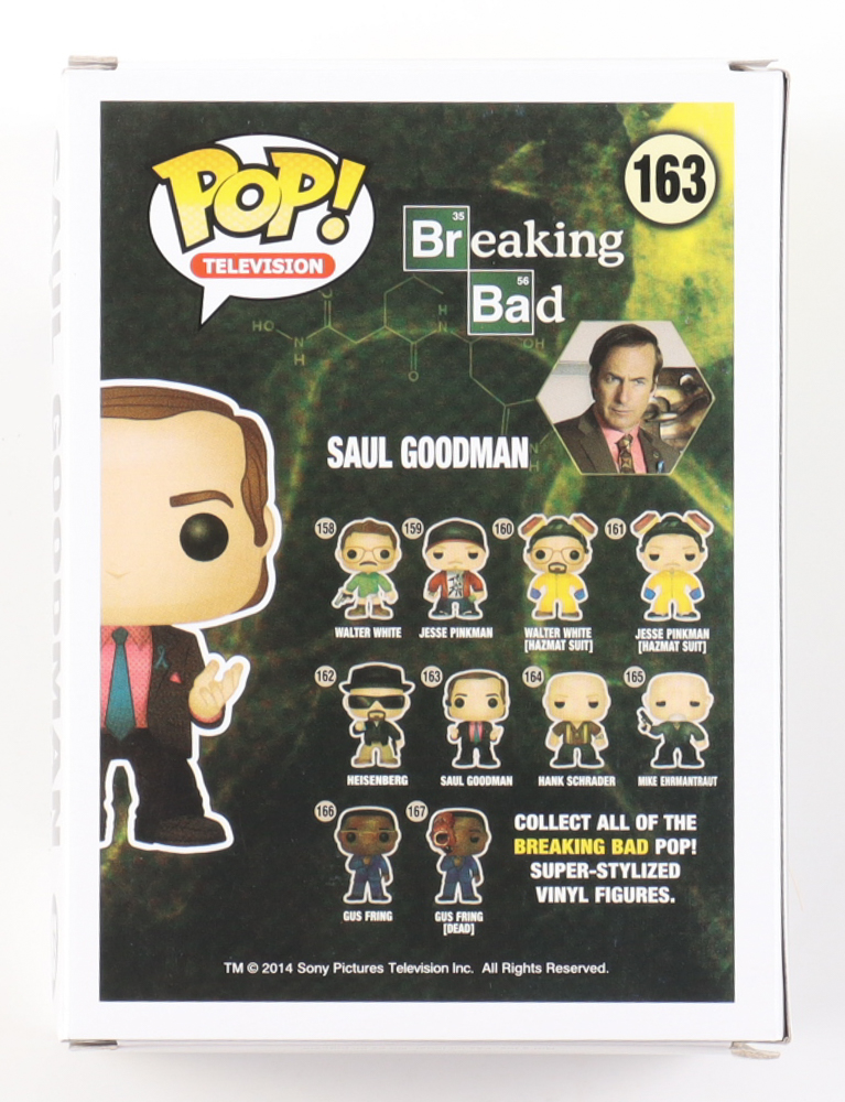 Bob Odenkirk Signed "Breaking Bad" #163 Saul Goodman Funko Pop! Vinyl Figure (Beckett) at PristineAuction.com Bob Odenkirk Signed "Breaking Bad" #163 Saul Goodman Funko Pop! Vinyl Figure (Beckett) at PristineAuction.com