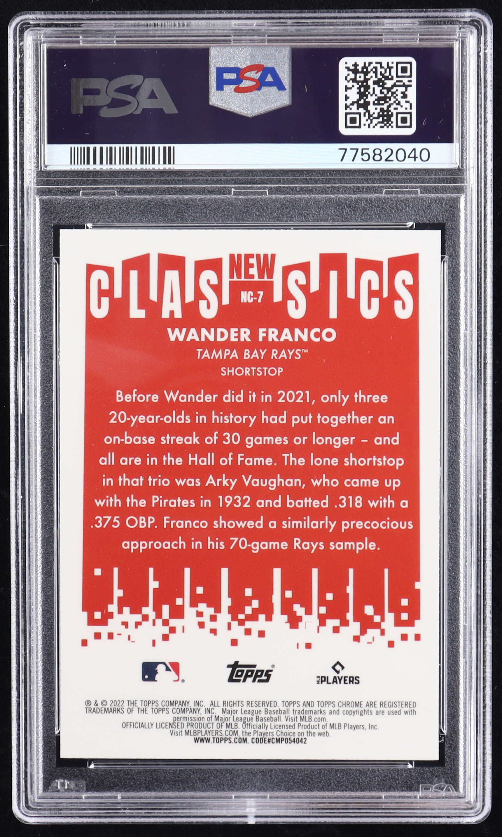 Wander Franco 2022 Topps Chrome New Classics #NC7 RC (PSA 10) at PristineAuction.com Wander Franco 2022 Topps Chrome New Classics #NC7 RC (PSA 10) at PristineAuction.com