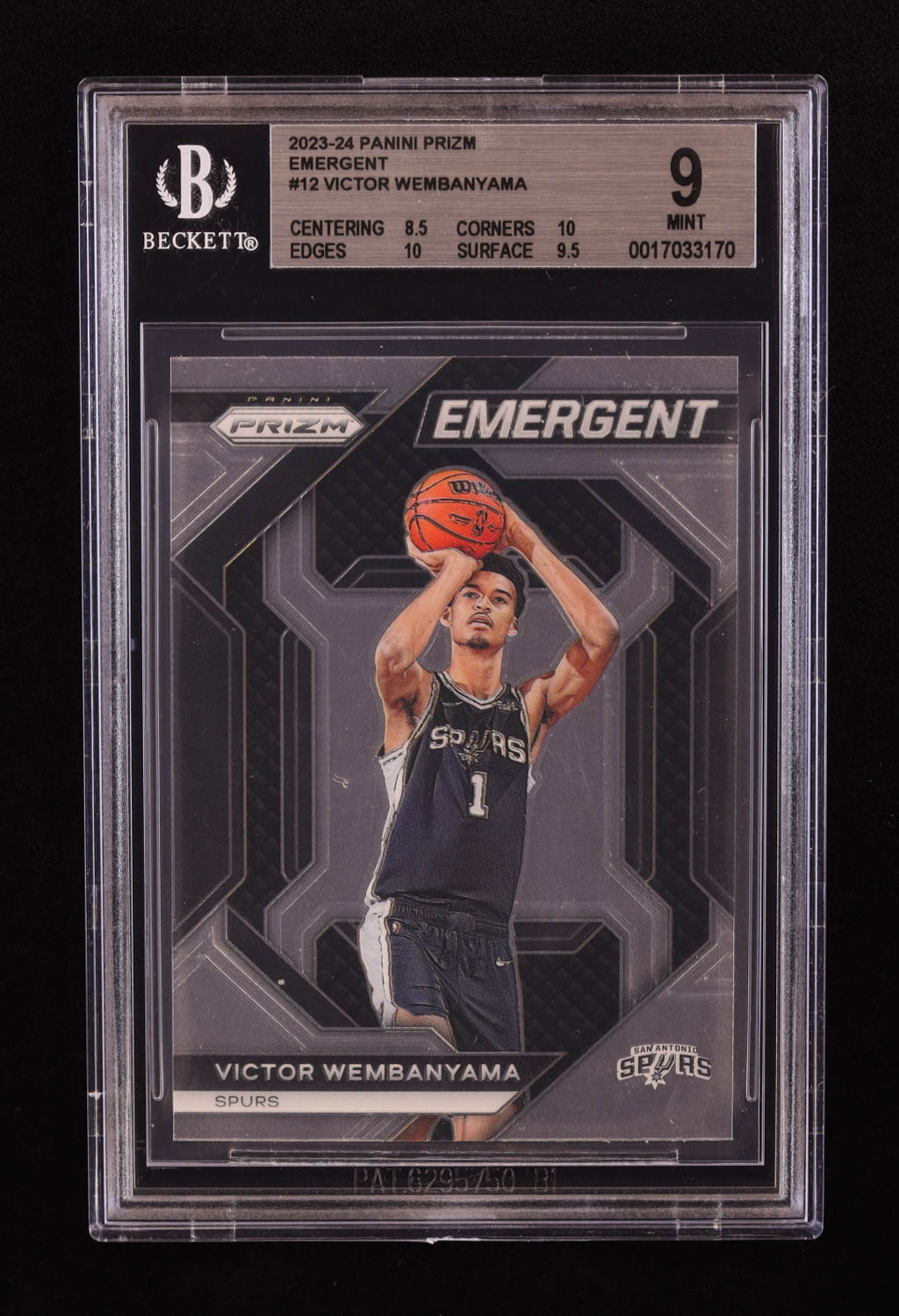 Victor Wembanyama 2023-24 Panini Prizm Emergent #12 RC (BGS 9) at PristineAuction.com Victor Wembanyama 2023-24 Panini Prizm Emergent #12 RC (BGS 9) at PristineAuction.com