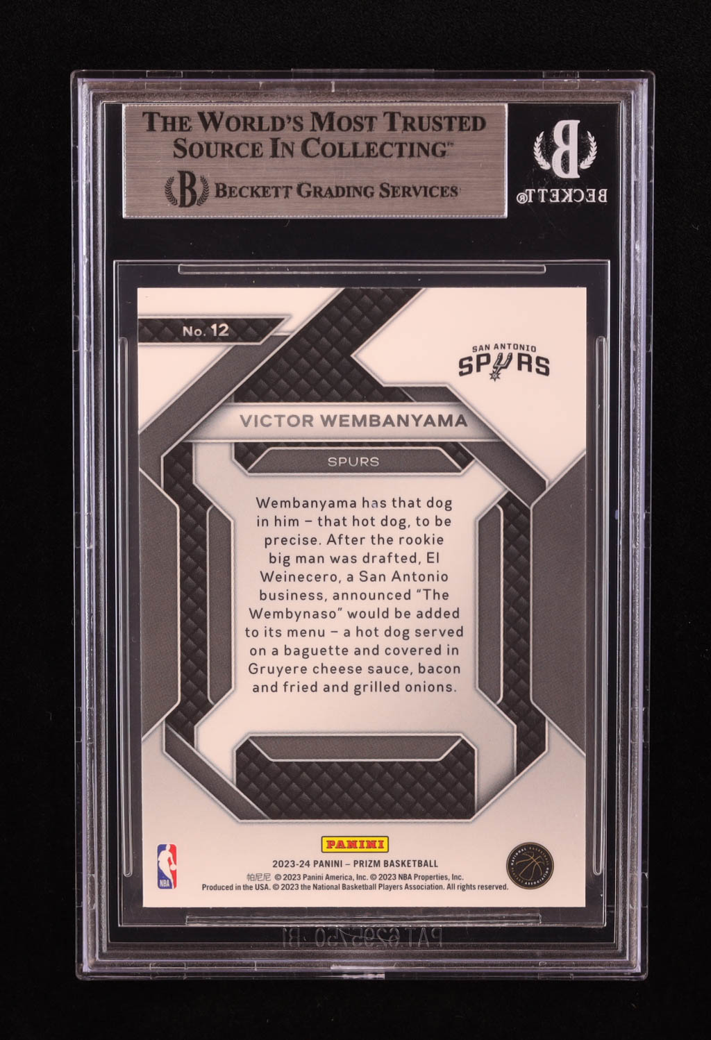 Victor Wembanyama 2023-24 Panini Prizm Emergent #12 RC (BGS 9) at PristineAuction.com Victor Wembanyama 2023-24 Panini Prizm Emergent #12 RC (BGS 9) at PristineAuction.com