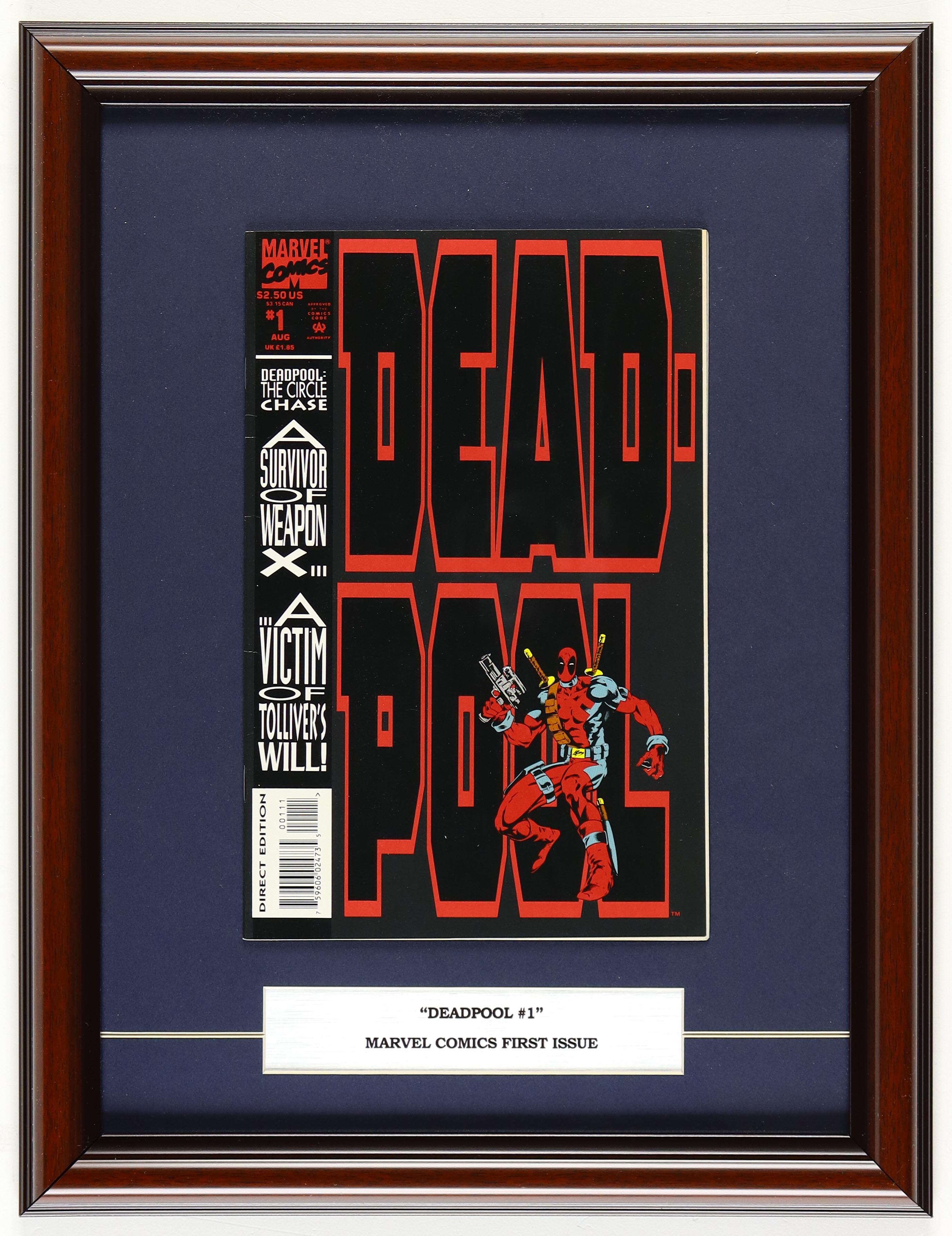 1993 "Deadpool" Issue #1 Marvel Custom Framed First Issue Comic Book Display at PristineAuction.com 1993 "Deadpool" Issue #1 Marvel Custom Framed First Issue Comic Book Display at PristineAuction.com