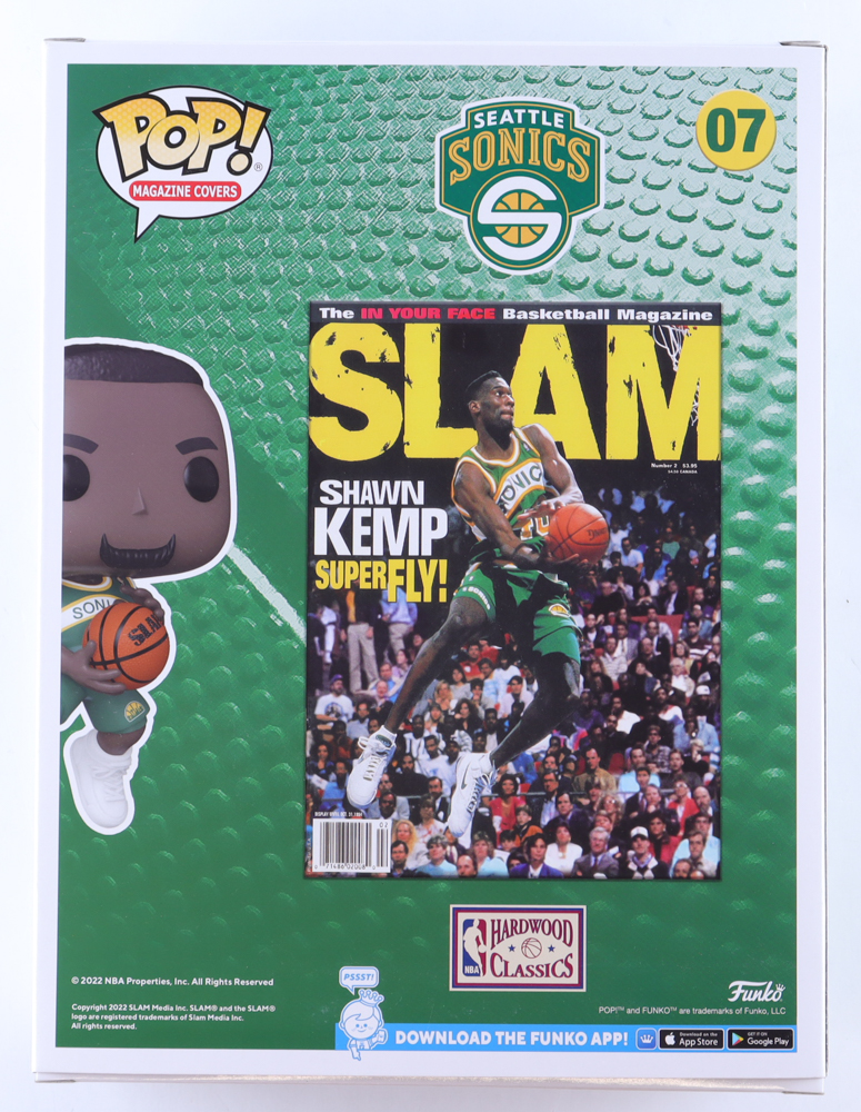 Shawn Kemp Signed Supersonics #07 NBA SLAM Funko Pop! Cover Vinyl Figure (Beckett) at PristineAuction.com Shawn Kemp Signed Supersonics #07 NBA SLAM Funko Pop! Cover Vinyl Figure (Beckett) at PristineAuction.com
