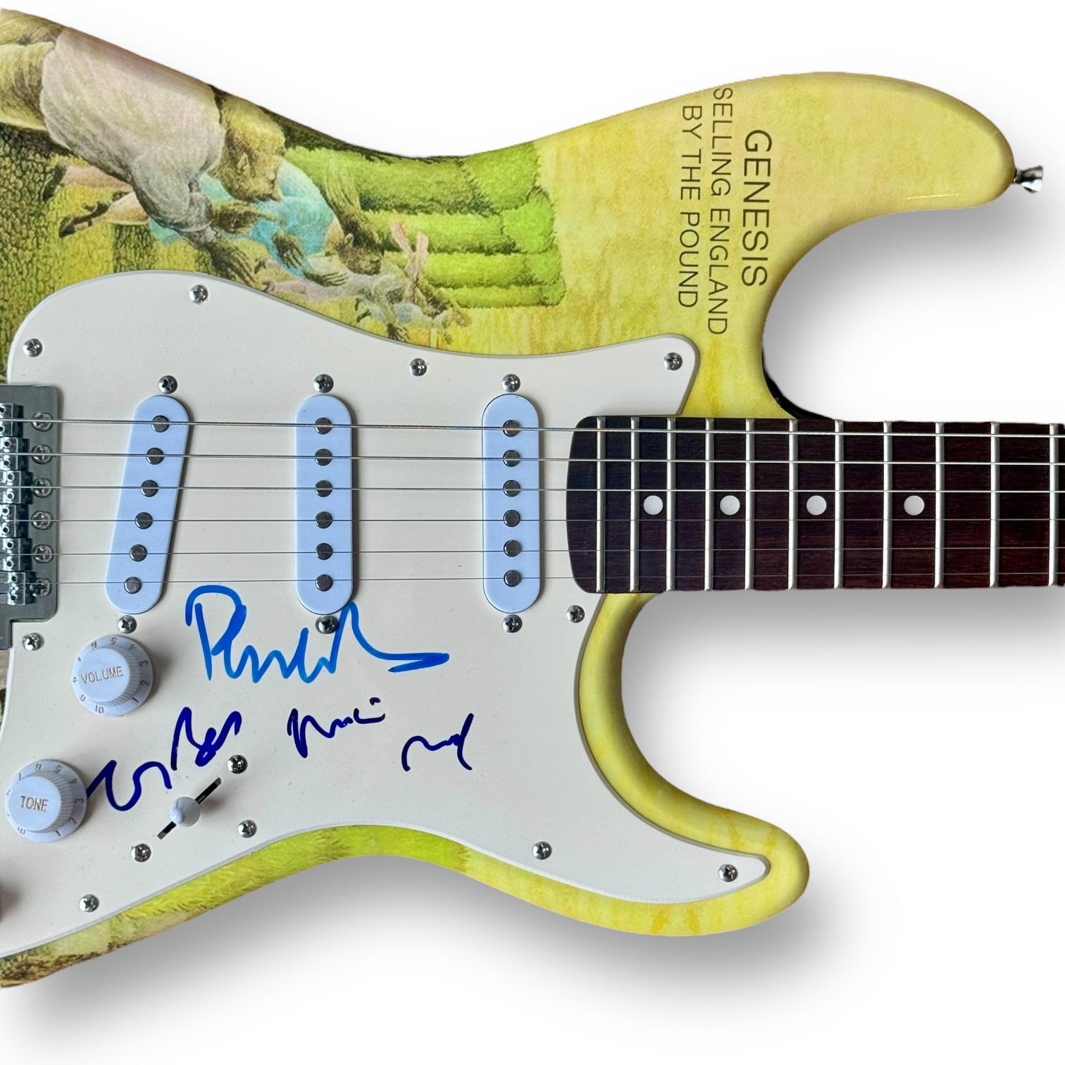 Phil Collins, Mike Rutherford & Tony Banks Signed "Genesis" Custom 39" Electric Guitar (JSA) at PristineAuction.com Phil Collins, Mike Rutherford & Tony Banks Signed "Genesis" Custom 39" Electric Guitar (JSA) at PristineAuction.com