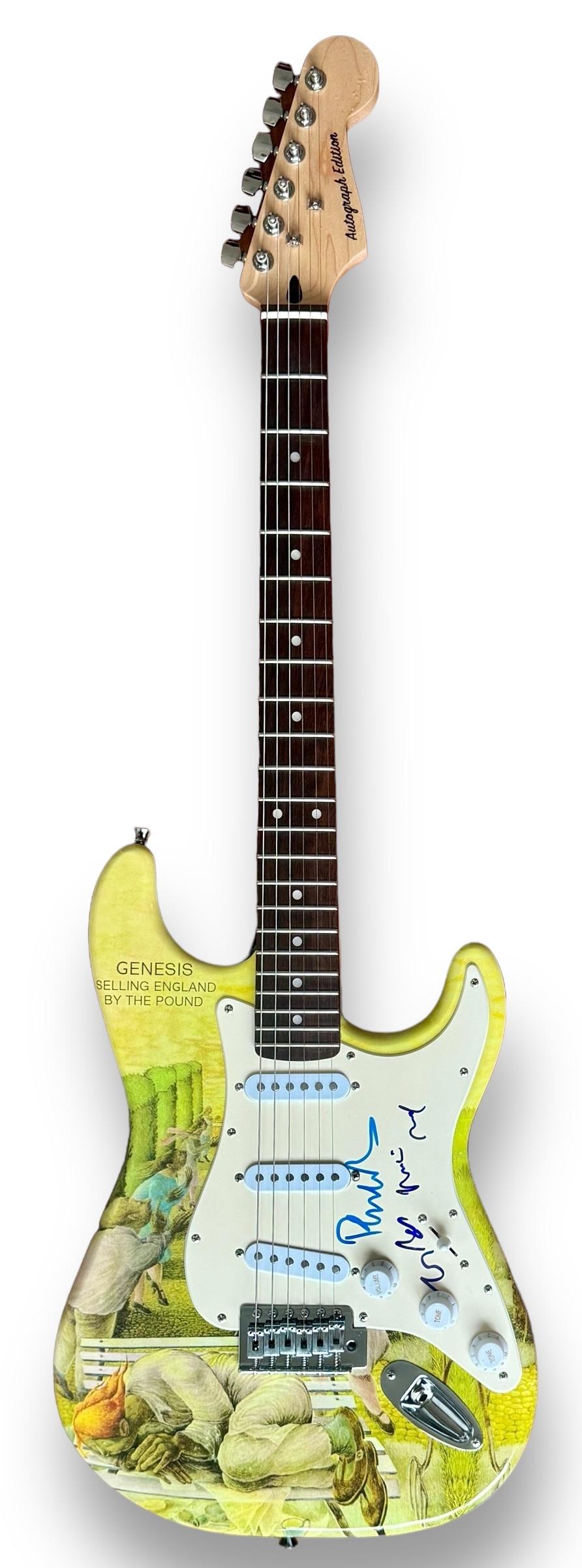 Phil Collins, Mike Rutherford & Tony Banks Signed "Genesis" Custom 39" Electric Guitar (JSA) at PristineAuction.com Phil Collins, Mike Rutherford & Tony Banks Signed "Genesis" Custom 39" Electric Guitar (JSA) at PristineAuction.com