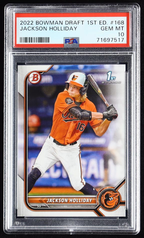 Jackson Holliday 2022 Bowman Draft 1st Edition #BD168 RC (PSA 10) at PristineAuction.com Jackson Holliday 2022 Bowman Draft 1st Edition #BD168 RC (PSA 10) at PristineAuction.com