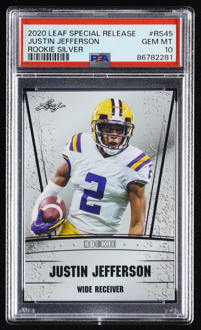 Justin Jefferson 2020 Leaf Draft Special Release Rookie Silver #RS45 RC (PSA 10) at PristineAuction.com Justin Jefferson 2020 Leaf Draft Special Release Rookie Silver #RS45 RC (PSA 10) at PristineAuction.com
