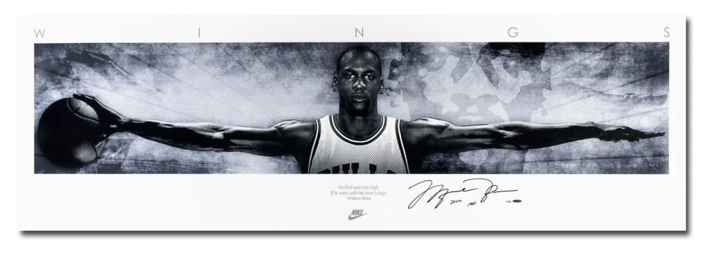 Michael Jordan Signed LE "Wings" 20th Anniversary 23x72 Photo Inscribed "2009 HOF" (UDA) at PristineAuction.com Michael Jordan Signed LE "Wings" 20th Anniversary 23x72 Photo Inscribed "2009 HOF" (UDA) at PristineAuction.com