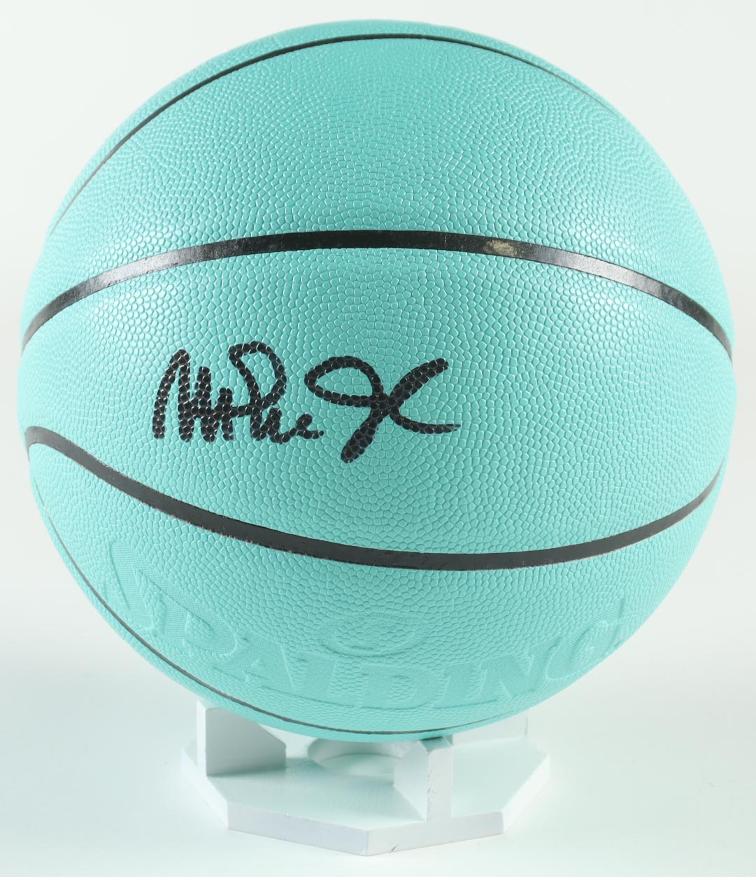 Magic Johnson Signed Tiffany & Co. x Spalding Basketball with All Wood Stand (Beckett) at PristineAuction.com Magic Johnson Signed Tiffany & Co. x Spalding Basketball with All Wood Stand (Beckett) at PristineAuction.com