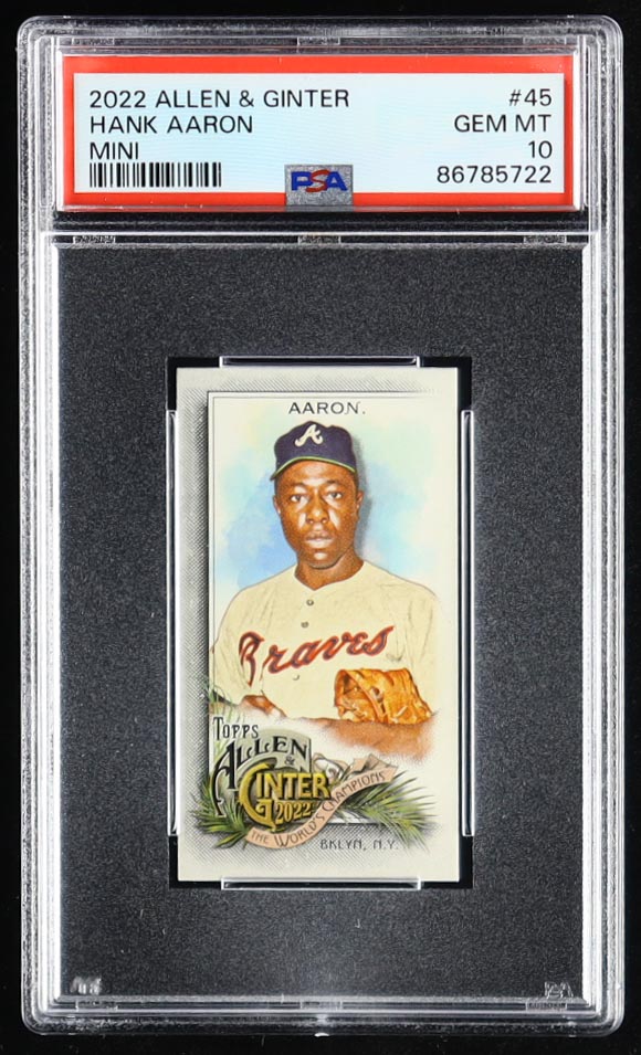 Hank Aaron 2022 Topps Allen and Ginter Mini #45 (PSA 10) at PristineAuction.com Hank Aaron 2022 Topps Allen and Ginter Mini #45 (PSA 10) at PristineAuction.com