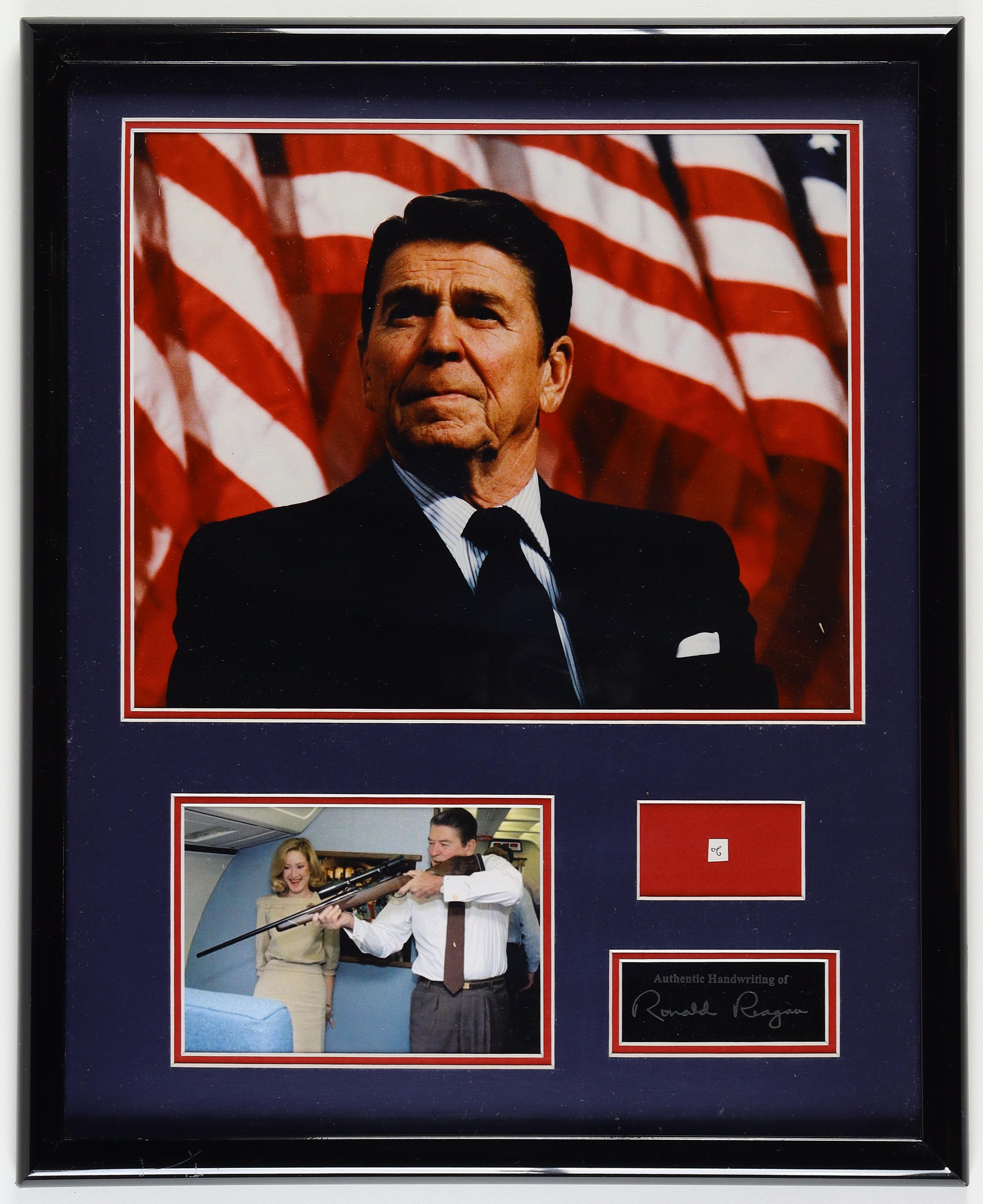 Ronald Reagan Custom Framed Handwriting Cut Display (Beckett) at PristineAuction.com Ronald Reagan Custom Framed Handwriting Cut Display (Beckett) at PristineAuction.com