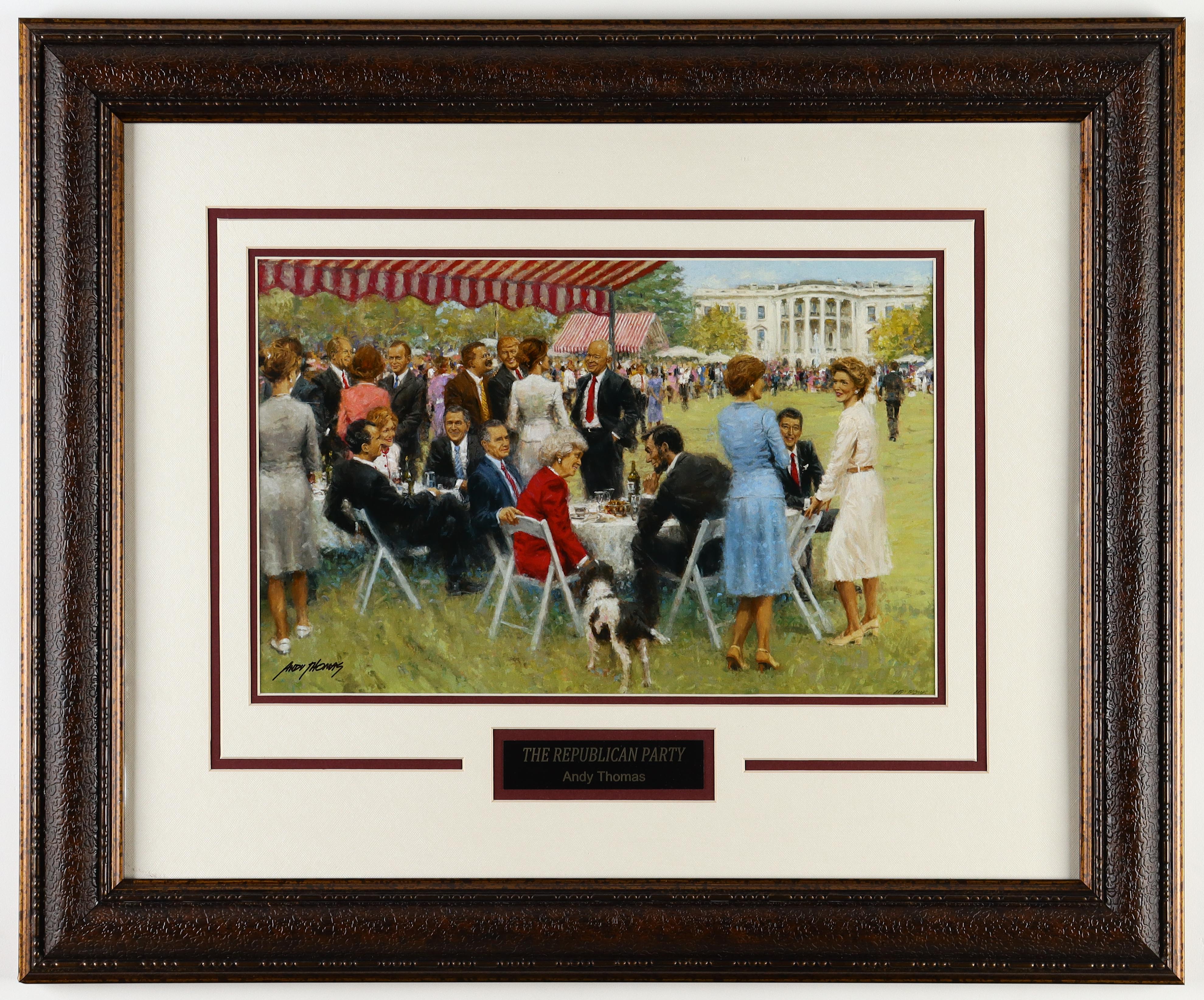 "The Republican Party" Custom Framed Art Print Display By Andy Thomas at PristineAuction.com "The Republican Party" Custom Framed Art Print Display By Andy Thomas at PristineAuction.com