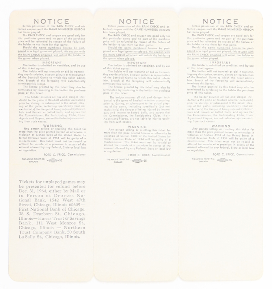 1964 White Sox World Series Comisky Park Uncut Sheet of (3) Vintage Tickets at PristineAuction.com 1964 White Sox World Series Comisky Park Uncut Sheet of (3) Vintage Tickets at PristineAuction.com