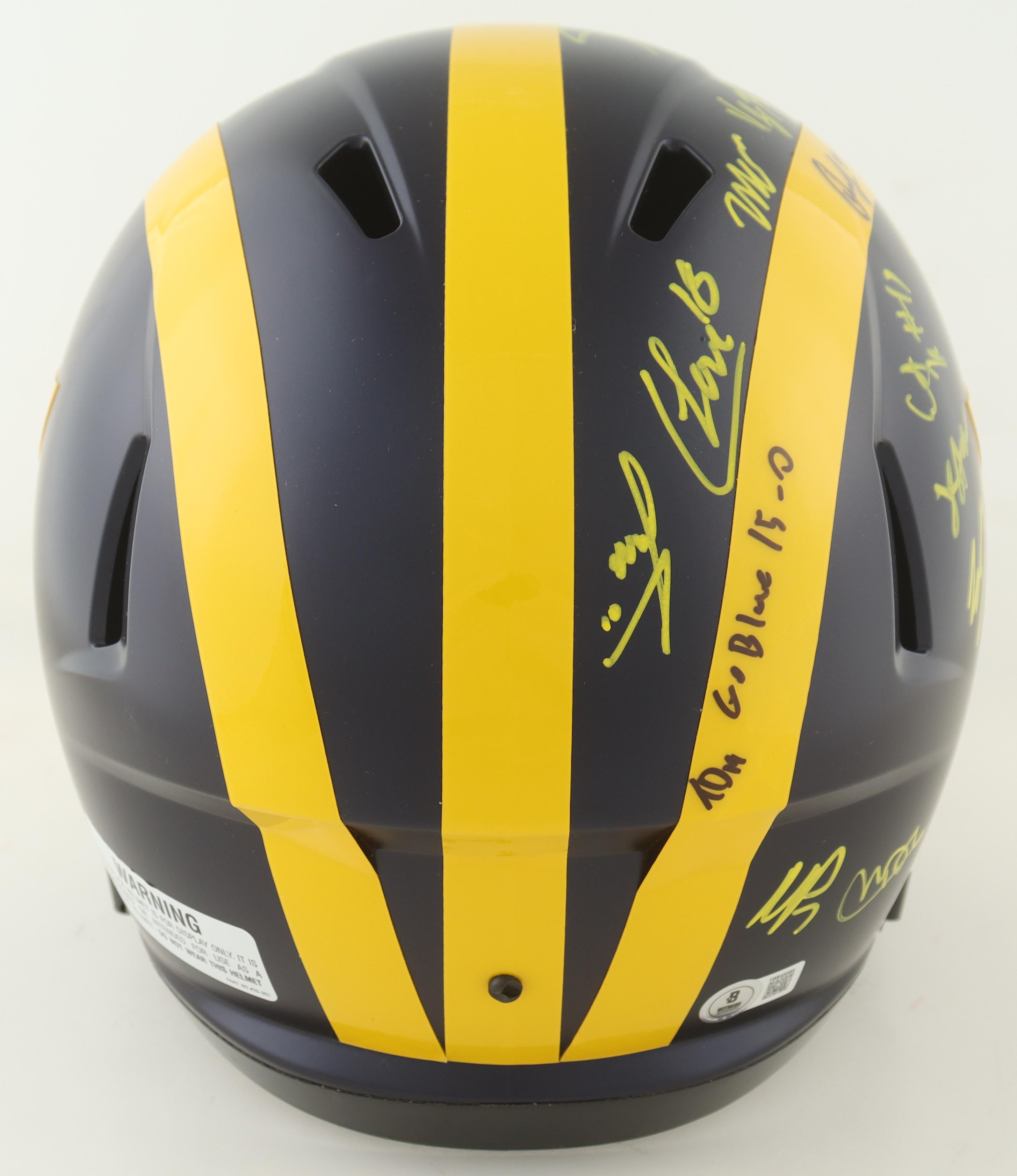 2023 Michigan Wolverines Full-Size Speed Helmet Team-Signed by (17) with J.J. McCarthy, Blake Corum, Roman Wilson, Colston Loveland Inscribed "Go Blue 15-0" & "23 Champs!" (Beckett) at PristineAuction.com 2023 Michigan Wolverines Full-Size Speed Helmet Team-Signed by (17) with J.J. McCarthy, Blake Corum, Roman Wilson, Colston Loveland Inscribed "Go Blue 15-0" & "23 Champs!" (Beckett) at PristineAuction.com