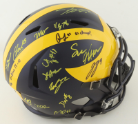 2023 Michigan Wolverines Full-Size Speed Helmet Team-Signed by (17) with J.J. McCarthy, Blake Corum, Roman Wilson, Colston Loveland Inscribed "Go Blue 15-0" & "23 Champs!" (Beckett) at PristineAuction.com
