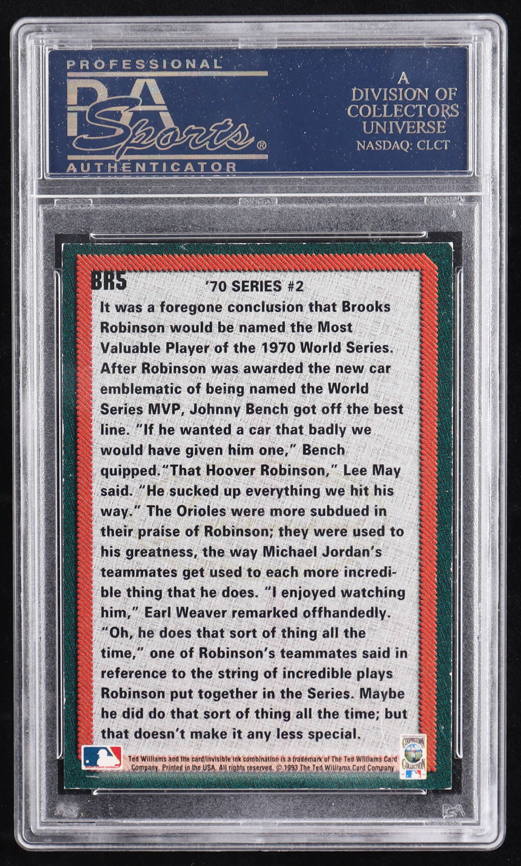 Brooks Robinson Signed 1993 Ted Williams Brooks Robinson #5 / '70 Series 2 (PSA) at PristineAuction.com Brooks Robinson Signed 1993 Ted Williams Brooks Robinson #5 / '70 Series 2 (PSA) at PristineAuction.com