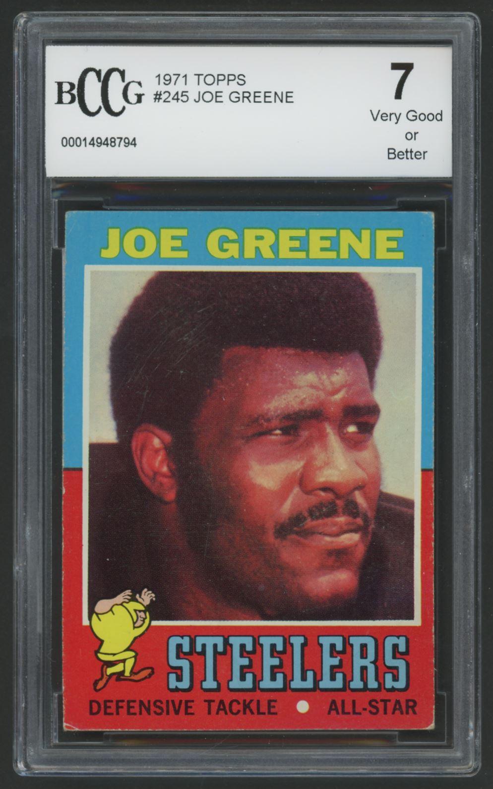 Joe Greene 1971 Topps #245 RC (BCCG 7) at PristineAuction.com Joe Greene 1971 Topps #245 RC (BCCG 7) at PristineAuction.com