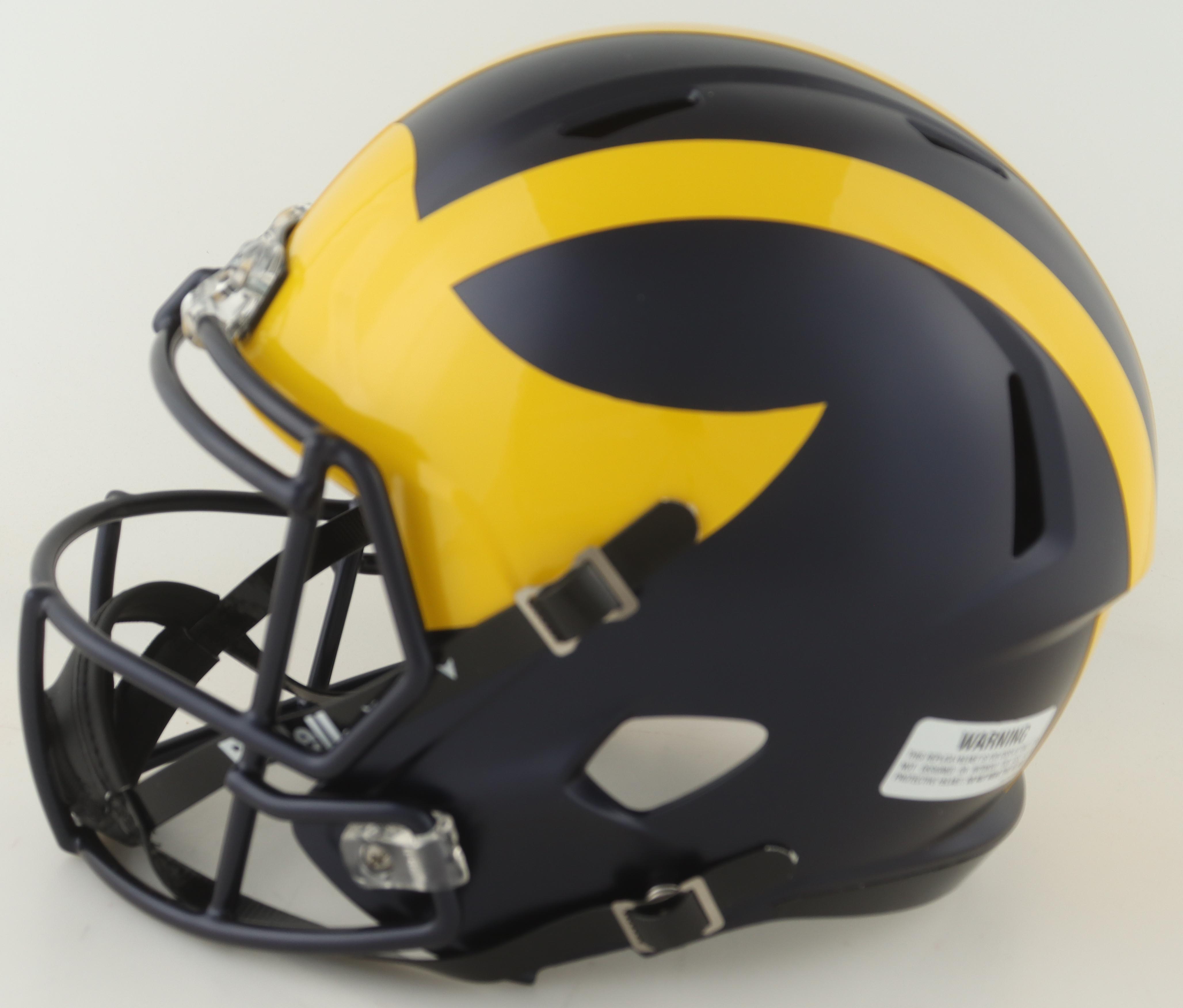 2023 Michigan Wolverines Full-Size Speed Helmet Team-Signed by (17) with J.J. McCarthy, Blake Corum, Roman Wilson, Colston Loveland Inscribed "Go Blue 15-0" (Beckett) at PristineAuction.com 2023 Michigan Wolverines Full-Size Speed Helmet Team-Signed by (17) with J.J. McCarthy, Blake Corum, Roman Wilson, Colston Loveland Inscribed "Go Blue 15-0" (Beckett) at PristineAuction.com