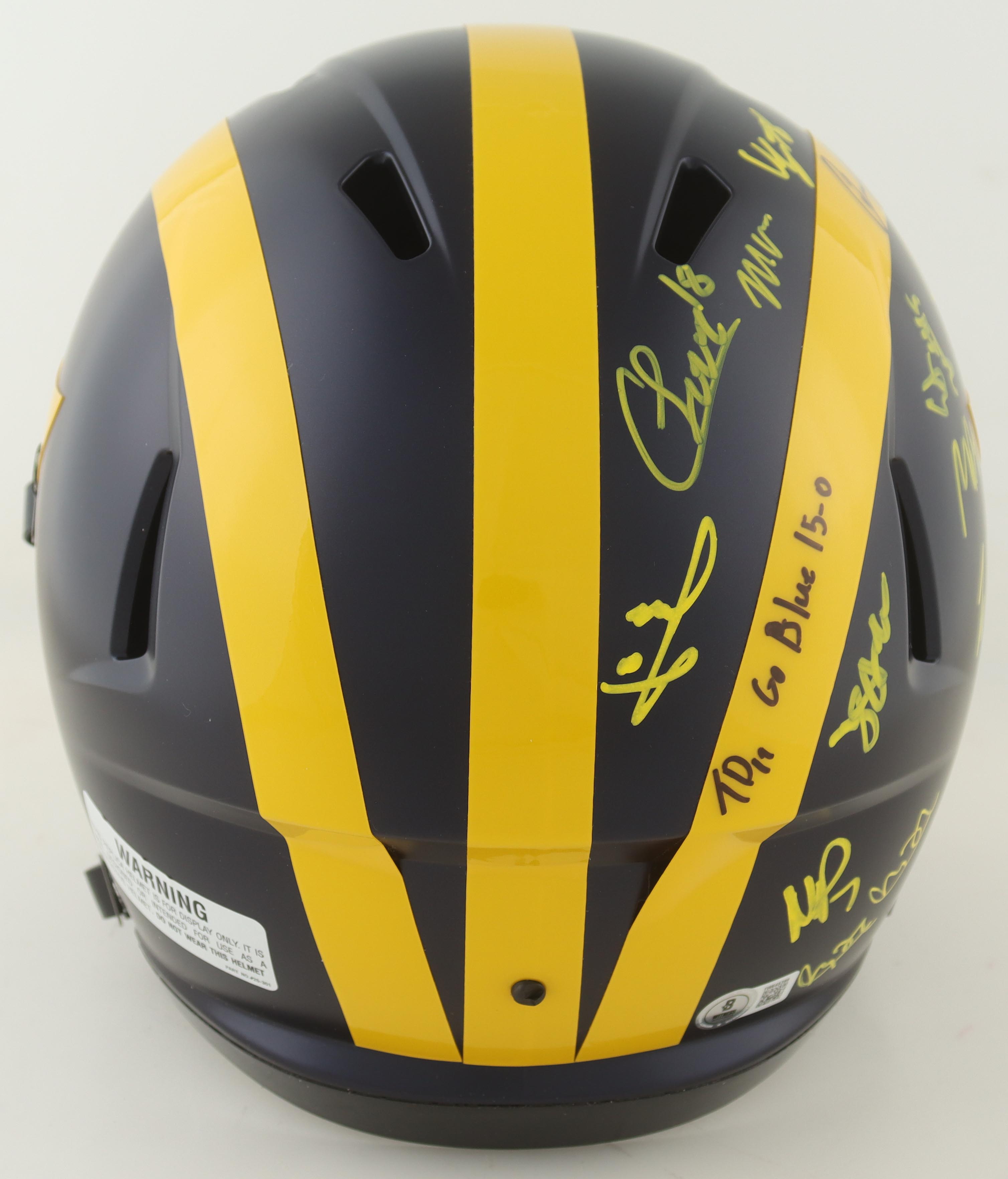2023 Michigan Wolverines Full-Size Speed Helmet Team-Signed by (17) with J.J. McCarthy, Blake Corum, Roman Wilson, Colston Loveland Inscribed "Go Blue 15-0" (Beckett) at PristineAuction.com 2023 Michigan Wolverines Full-Size Speed Helmet Team-Signed by (17) with J.J. McCarthy, Blake Corum, Roman Wilson, Colston Loveland Inscribed "Go Blue 15-0" (Beckett) at PristineAuction.com