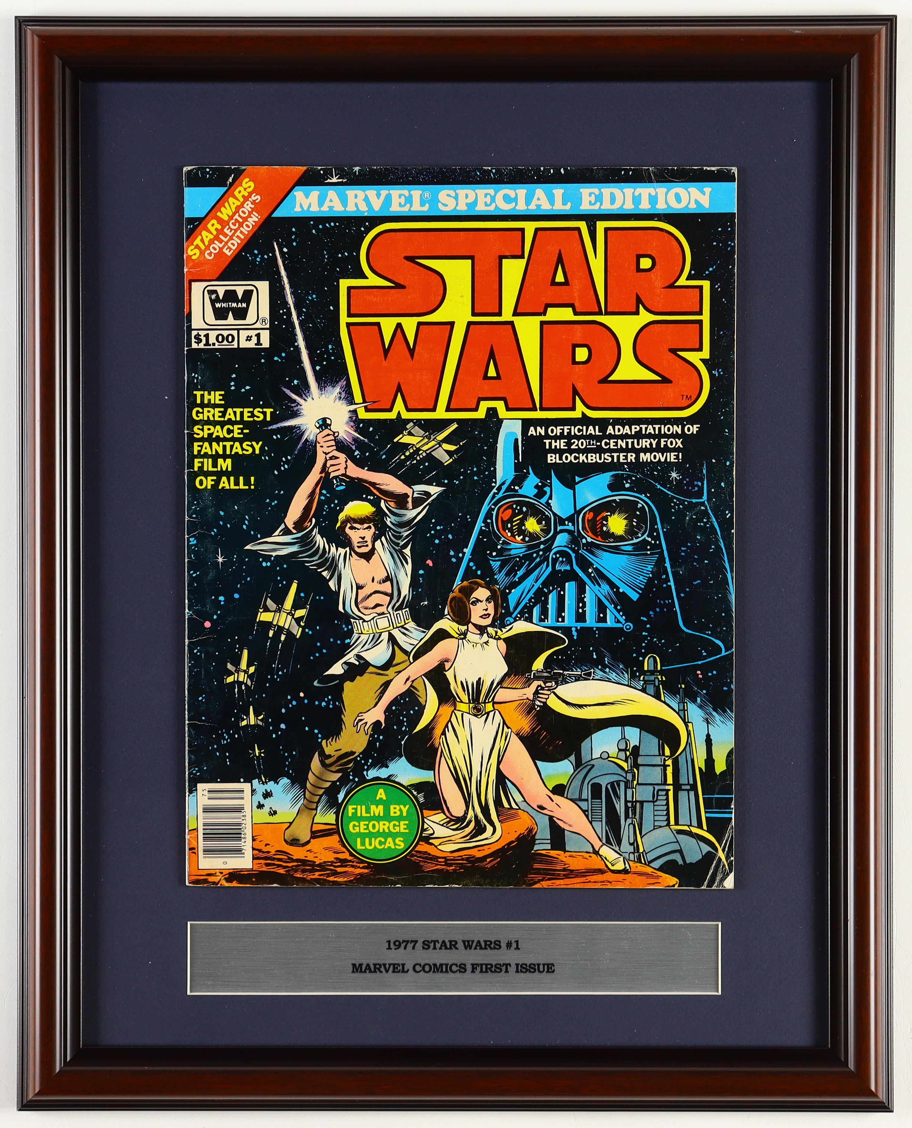 1977 "Star Wars" Issue #1 Custom Framed Marvel Comic Book Display at PristineAuction.com 1977 "Star Wars" Issue #1 Custom Framed Marvel Comic Book Display at PristineAuction.com