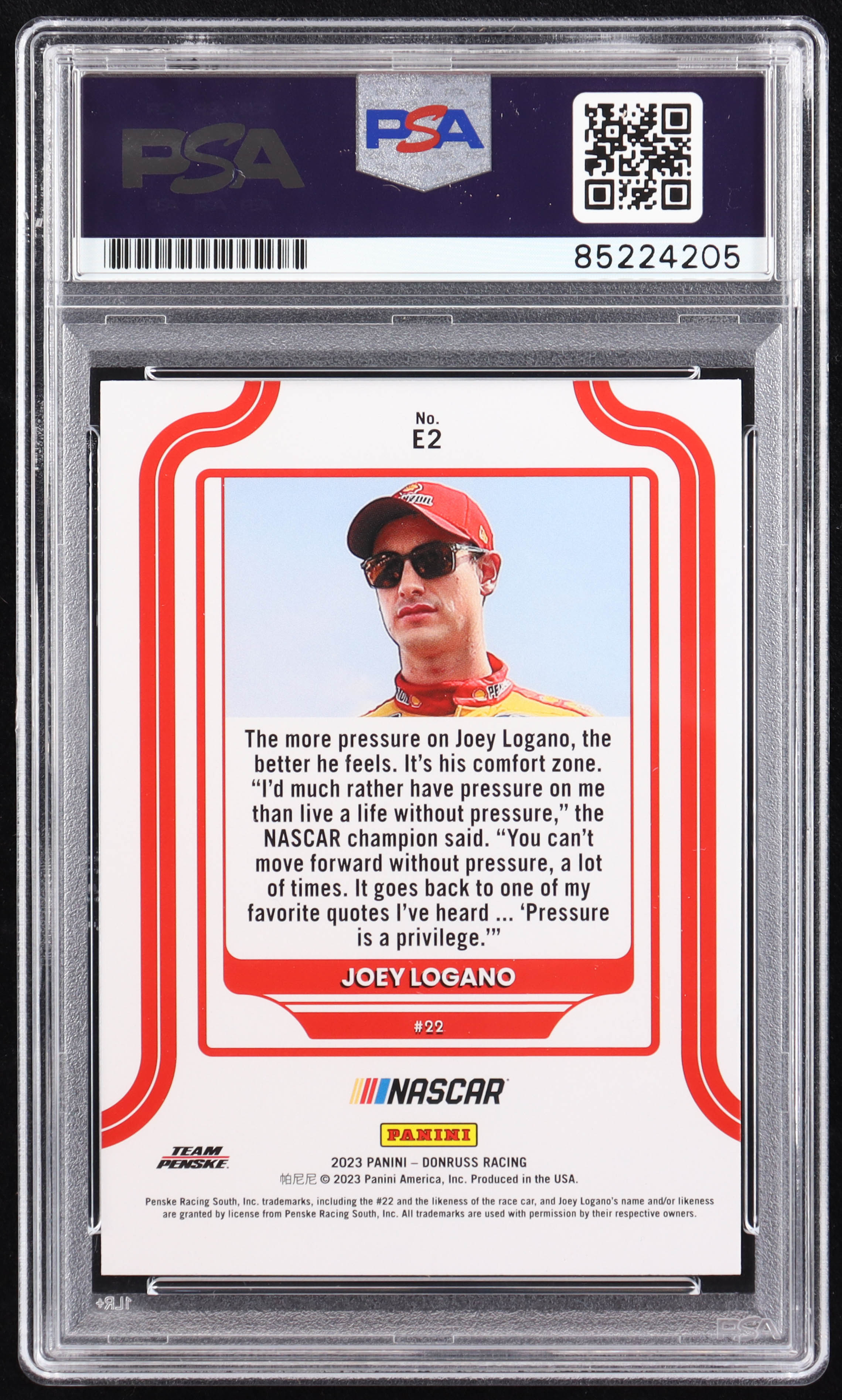 Joey Logano Signed 2023 Donruss Elite Series Checkers #2 (PSA) at PristineAuction.com Joey Logano Signed 2023 Donruss Elite Series Checkers #2 (PSA) at PristineAuction.com