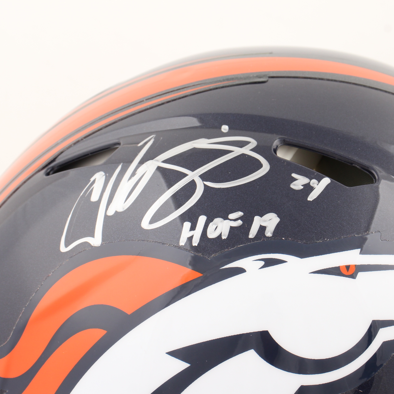 Champ Bailey Signed Broncos Full-Size Authentic Speed Helmet Inscribed "HOF 19" (Beckett) at PristineAuction.com Champ Bailey Signed Broncos Full-Size Authentic Speed Helmet Inscribed "HOF 19" (Beckett) at PristineAuction.com