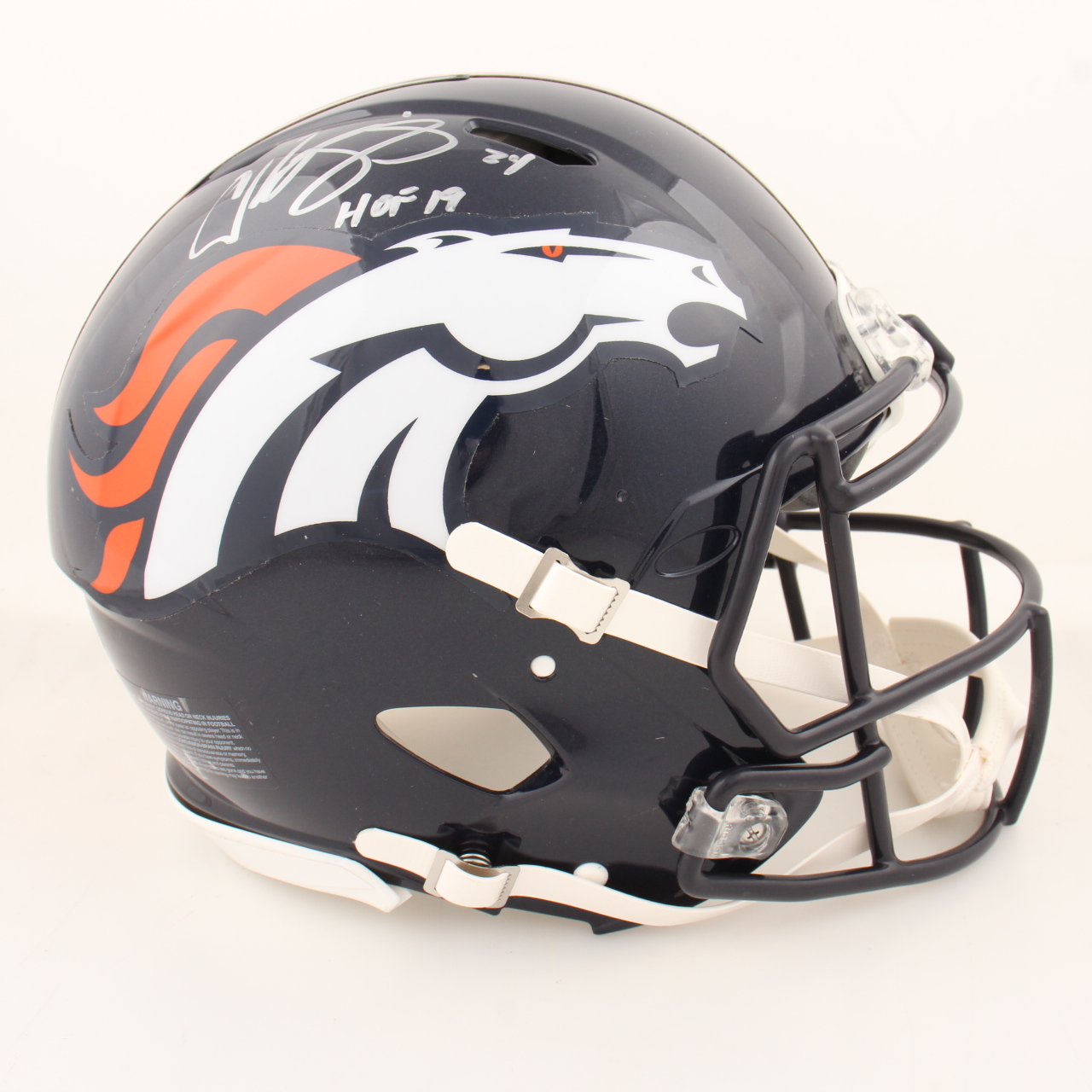 Champ Bailey Signed Broncos Full-Size Authentic Speed Helmet Inscribed "HOF 19" (Beckett) at PristineAuction.com Champ Bailey Signed Broncos Full-Size Authentic Speed Helmet Inscribed "HOF 19" (Beckett) at PristineAuction.com