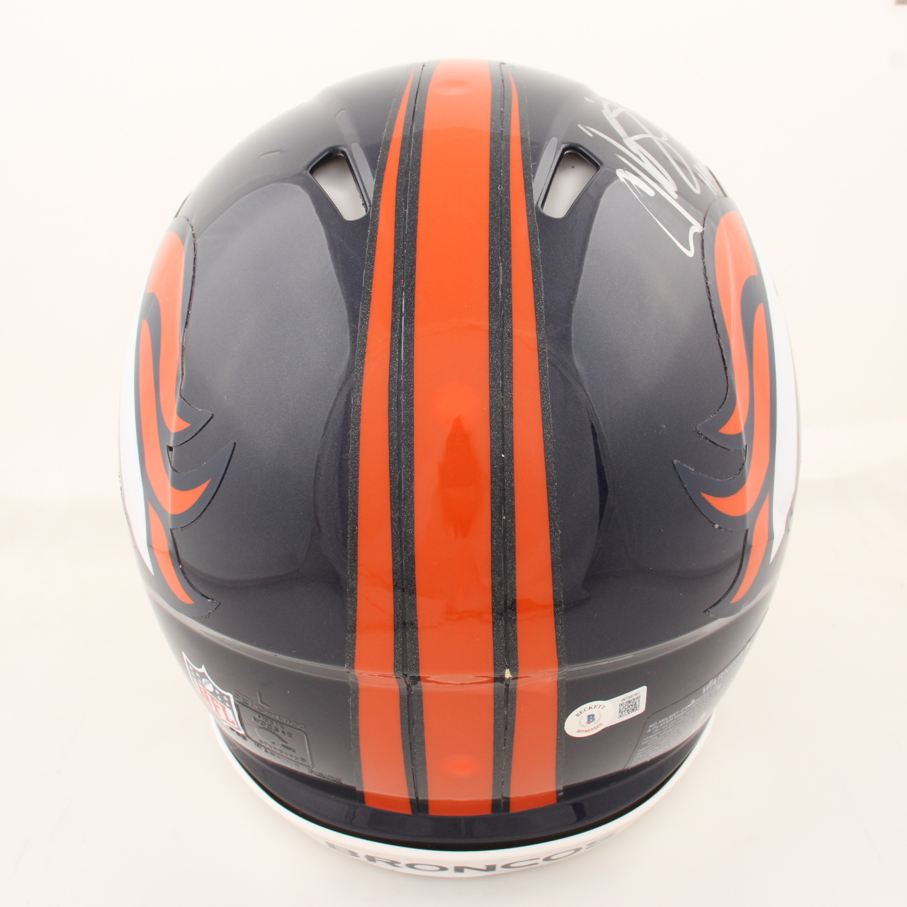 Champ Bailey Signed Broncos Full-Size Authentic Speed Helmet Inscribed "HOF 19" (Beckett) at PristineAuction.com Champ Bailey Signed Broncos Full-Size Authentic Speed Helmet Inscribed "HOF 19" (Beckett) at PristineAuction.com