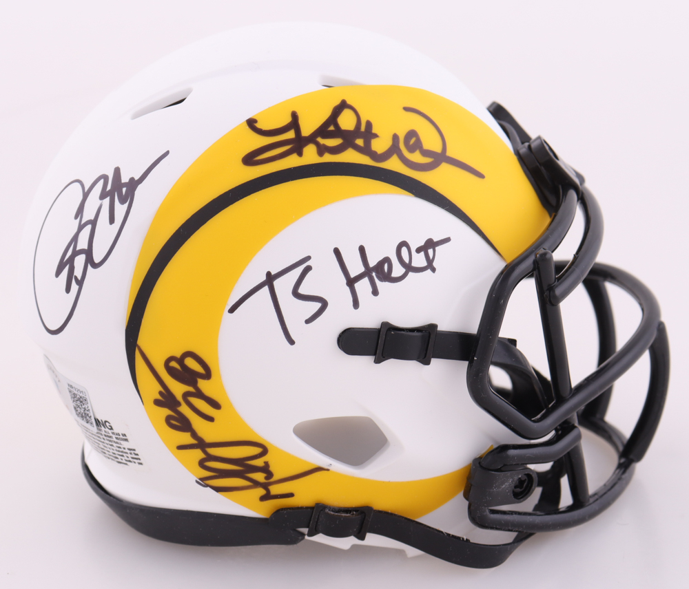 Rams Lunar Eclipse Alternate Speed Mini Helmet Signed By (4) With Kurt Warner, Torry Holt, Isaac Bruce & Marshall Faulk (Beckett) at PristineAuction.com Rams Lunar Eclipse Alternate Speed Mini Helmet Signed By (4) With Kurt Warner, Torry Holt, Isaac Bruce & Marshall Faulk (Beckett) at PristineAuction.com