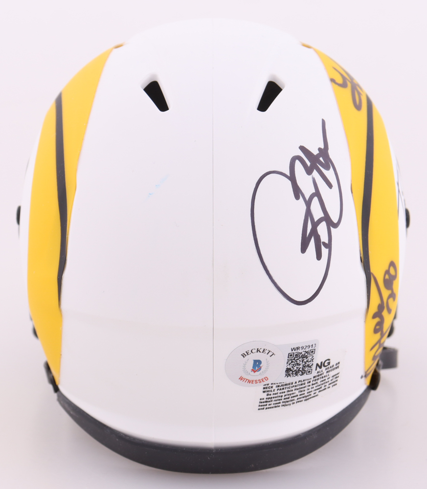 Rams Lunar Eclipse Alternate Speed Mini Helmet Signed By (4) With Kurt Warner, Torry Holt, Isaac Bruce & Marshall Faulk (Beckett) at PristineAuction.com Rams Lunar Eclipse Alternate Speed Mini Helmet Signed By (4) With Kurt Warner, Torry Holt, Isaac Bruce & Marshall Faulk (Beckett) at PristineAuction.com