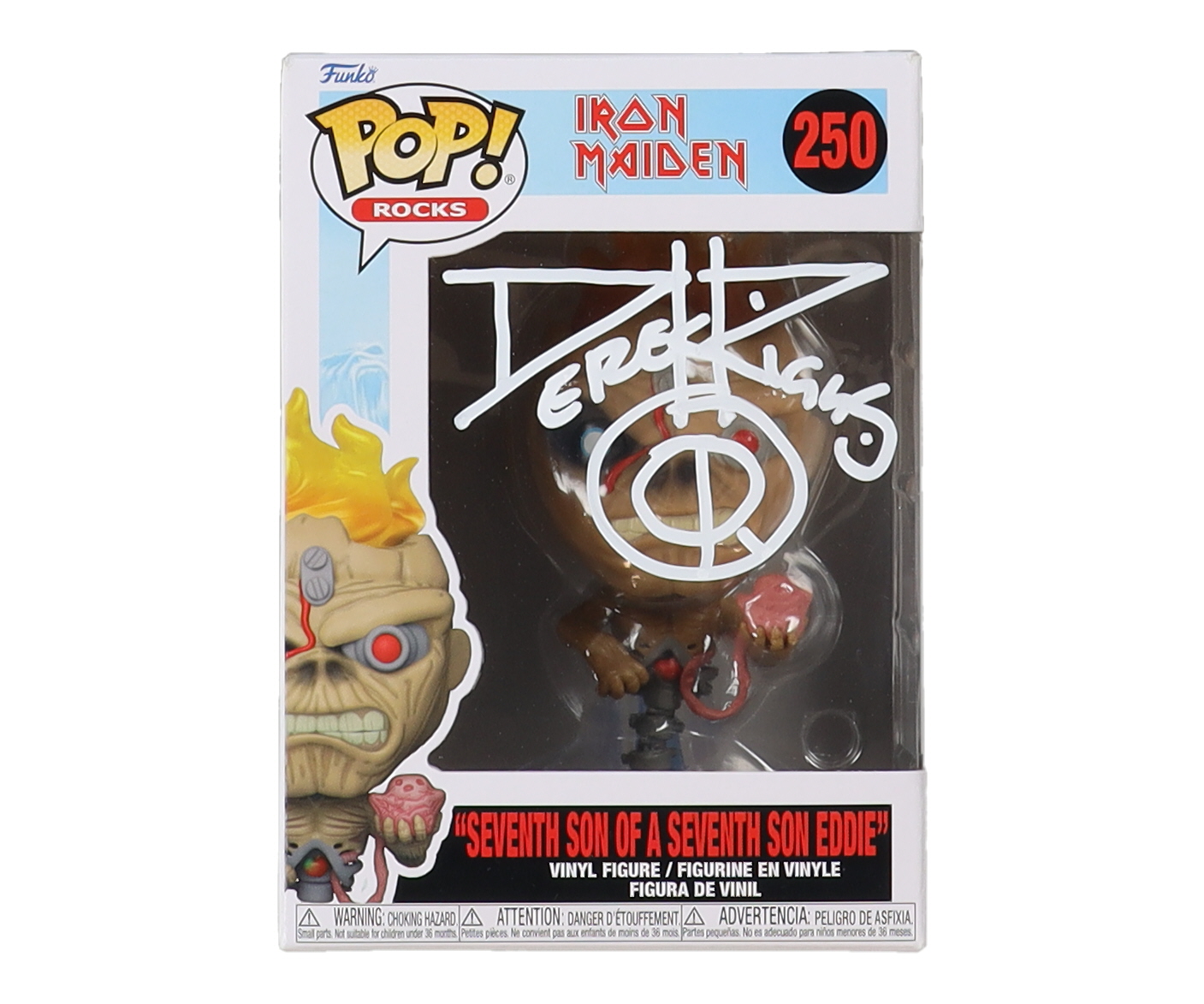 Derek Riggs Signed Iron Maiden #250 Somewhere In Time Eddie Funko Pop! Vinyl Figure with Hand-Drawn Sketch (JSA) at PristineAuction.com Derek Riggs Signed Iron Maiden #250 Somewhere In Time Eddie Funko Pop! Vinyl Figure with Hand-Drawn Sketch (JSA) at PristineAuction.com