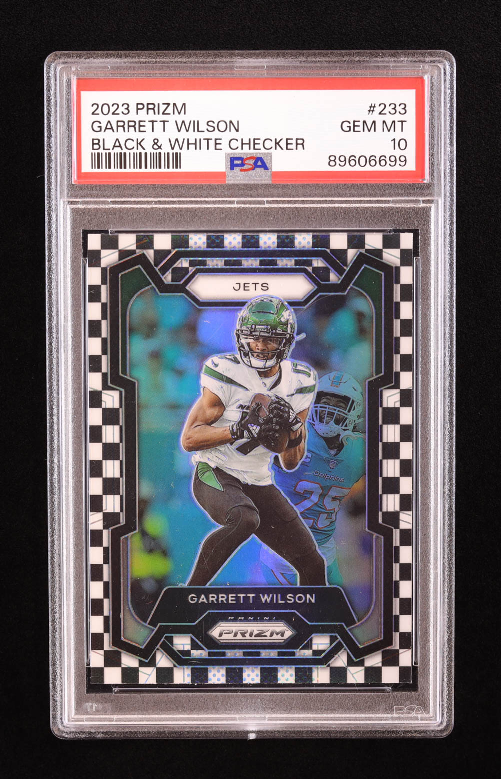 Garrett Wilson 2023 Panini Prizm Prizms Black and White Checker #233 (PSA 10) at PristineAuction.com Garrett Wilson 2023 Panini Prizm Prizms Black and White Checker #233 (PSA 10) at PristineAuction.com
