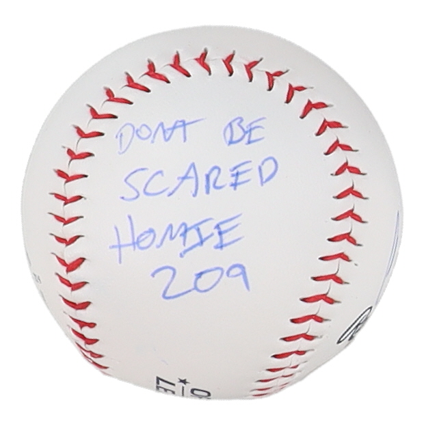 Nick Diaz Signed OL Baseball Inscribed "Don't Be Scared Homie" & "209" (PSA) at PristineAuction.com Nick Diaz Signed OL Baseball Inscribed "Don't Be Scared Homie" & "209" (PSA) at PristineAuction.com