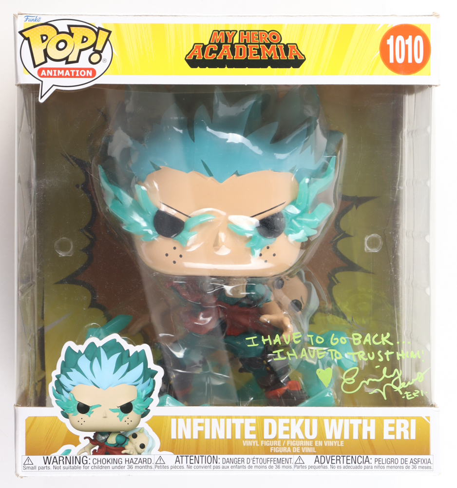 Emily Neves Signed "My Hero Academia" #1010 Infinite Deku with Eri Jumbo Funko Pop! Vinyl Figure with Anime Quote Inscription (JSA) at PristineAuction.com Emily Neves Signed "My Hero Academia" #1010 Infinite Deku with Eri Jumbo Funko Pop! Vinyl Figure with Anime Quote Inscription (JSA) at PristineAuction.com