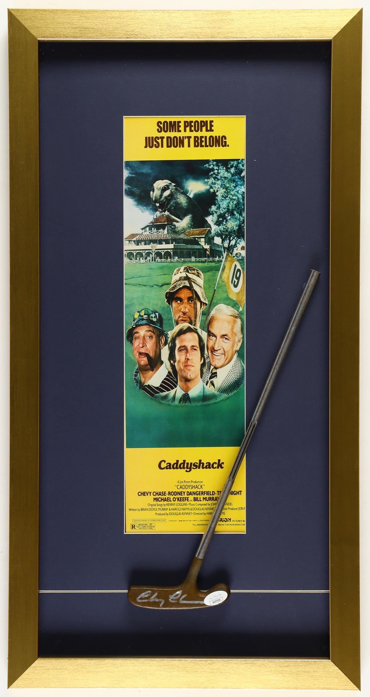 Chevy Chase Signed "Caddyshack" Custom Framed Putter Display With Poster Print (JSA) at PristineAuction.com Chevy Chase Signed "Caddyshack" Custom Framed Putter Display With Poster Print (JSA) at PristineAuction.com