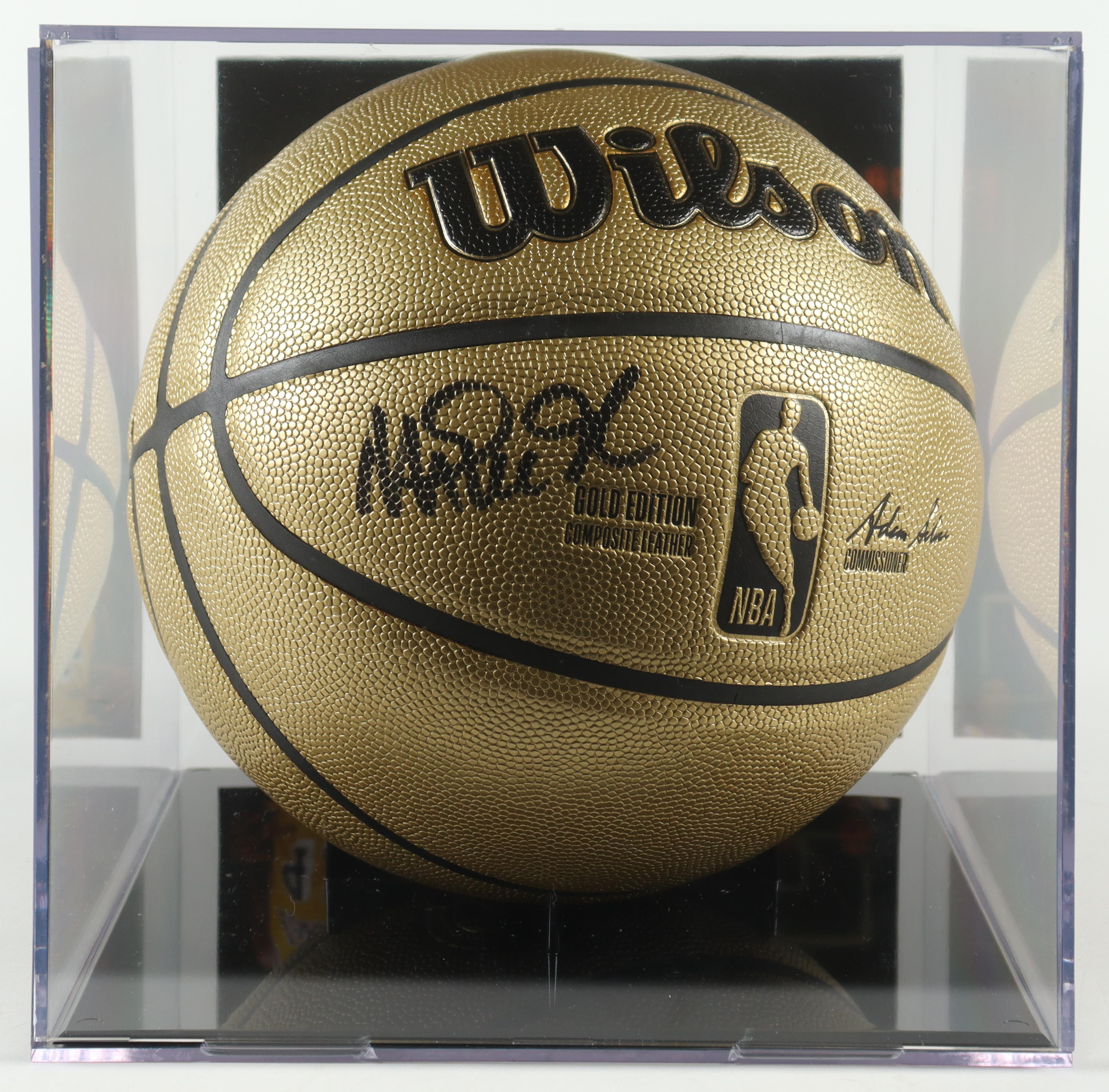 Magic Johnson Signed Gold NBA Basketball In Display Case (Beckett) at PristineAuction.com Magic Johnson Signed Gold NBA Basketball In Display Case (Beckett) at PristineAuction.com
