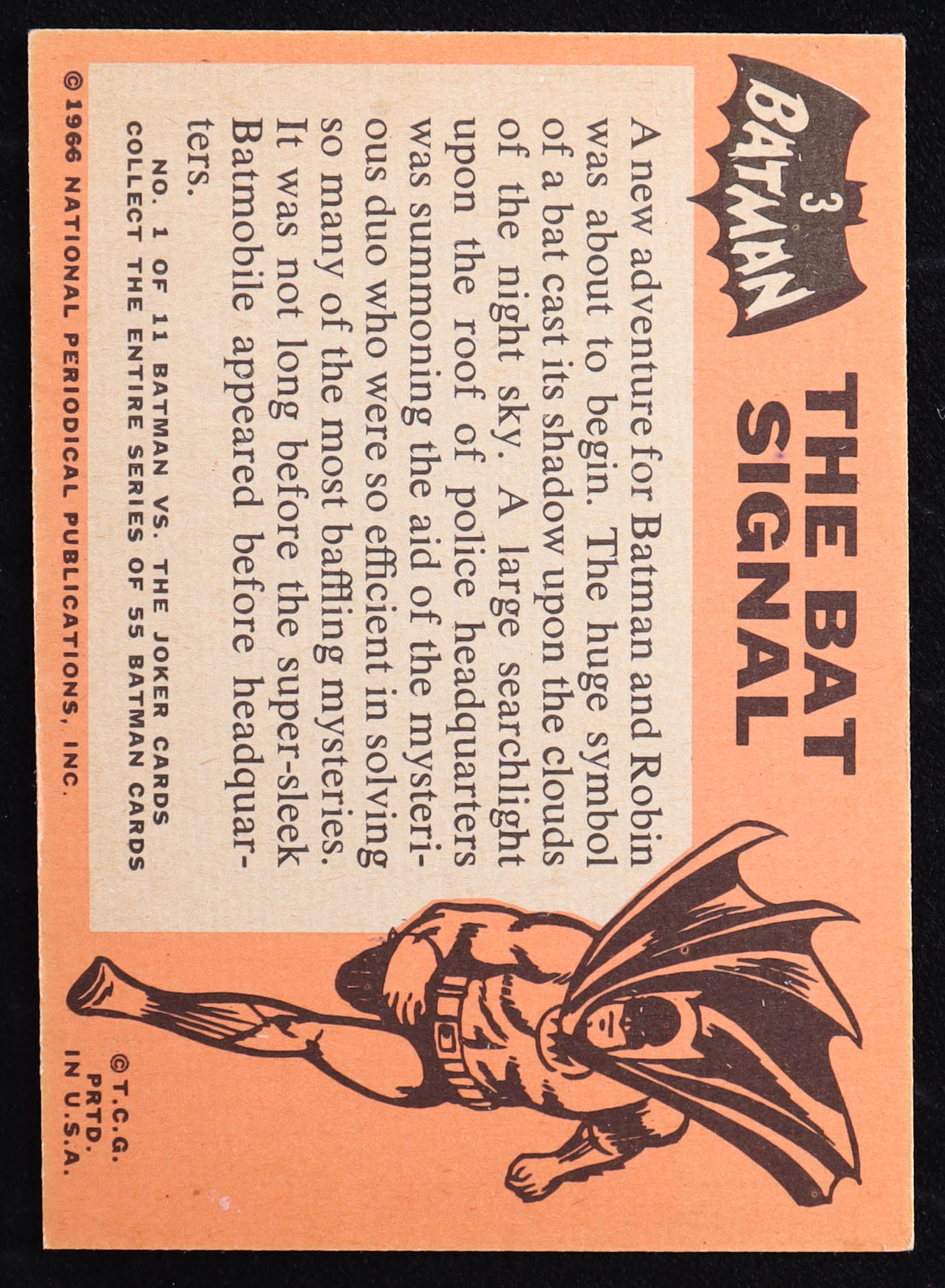 The Bat Signal 1966 Topps Batman Black Bat #3 at PristineAuction.com The Bat Signal 1966 Topps Batman Black Bat #3 at PristineAuction.com