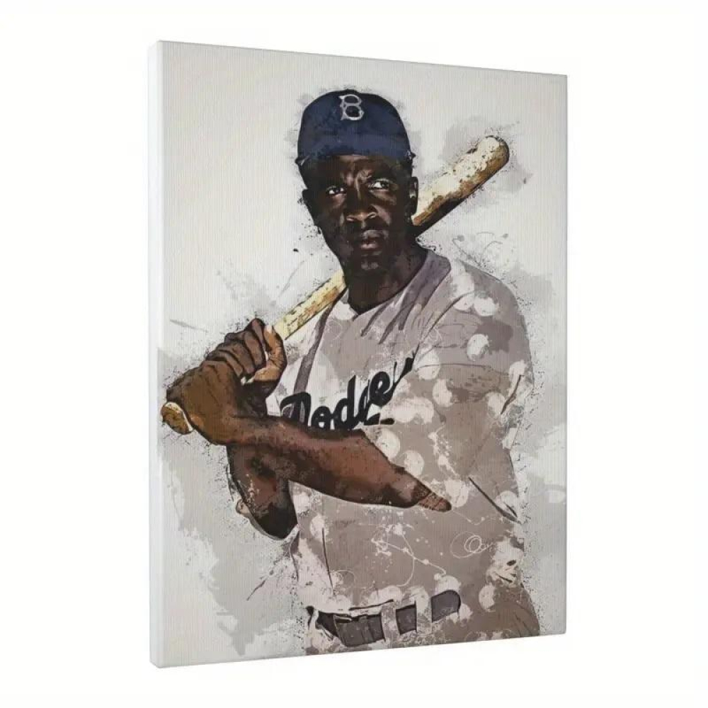 Jackie Robinson Dodgers 12x18 Photo On Rolled Canvas Pristine Auction