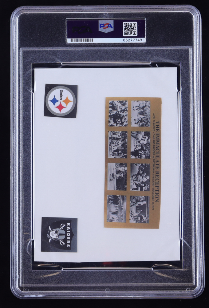 Franco Harris, Terry Bradshaw & Jack Tatum Signed "Immaculate Reception" Cut Collage (PSA) at PristineAuction.com Franco Harris, Terry Bradshaw & Jack Tatum Signed "Immaculate Reception" Cut Collage (PSA) at PristineAuction.com