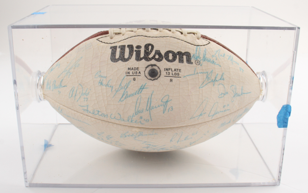 1984 Dolphins NFL Football Team-Signed By (56) with Dan Marino, Don Shula, Dwight Stephenson, Ed Newman In Display Case (JSA) at PristineAuction.com 1984 Dolphins NFL Football Team-Signed By (56) with Dan Marino, Don Shula, Dwight Stephenson, Ed Newman In Display Case (JSA) at PristineAuction.com