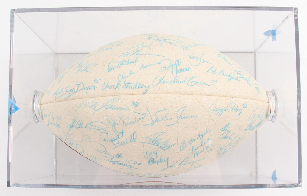 1984 Dolphins NFL Football Team-Signed By (56) with Dan Marino, Don Shula, Dwight Stephenson, Ed Newman In Display Case (JSA) at PristineAuction.com 1984 Dolphins NFL Football Team-Signed By (56) with Dan Marino, Don Shula, Dwight Stephenson, Ed Newman In Display Case (JSA) at PristineAuction.com