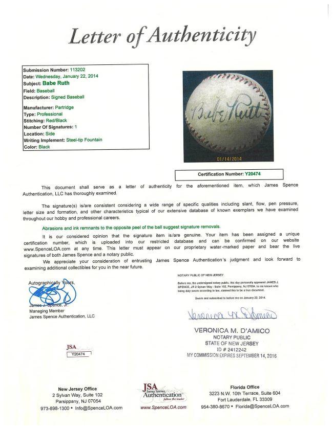 Babe Ruth Signed Baseball (JSA & PSA) at PristineAuction.com Babe Ruth Signed Baseball (JSA & PSA) at PristineAuction.com